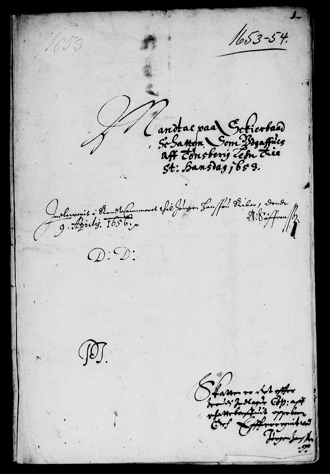 Rentekammeret inntil 1814, Reviderte regnskaper, Lensregnskaper, AV/RA-EA-5023/R/Rb/Rbo/L0032: Tønsberg len, 1653-1656