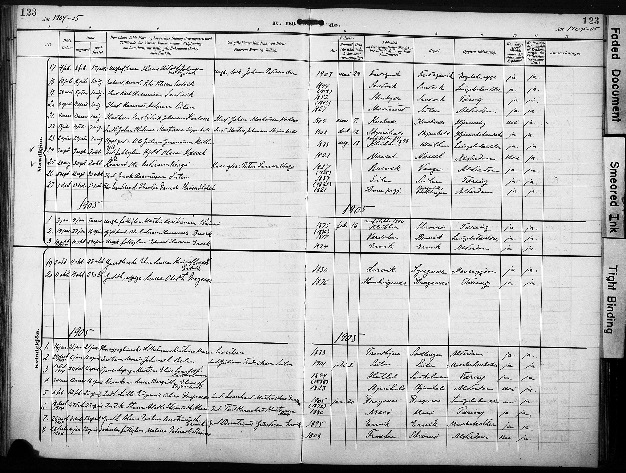 Ministerialprotokoller, klokkerbøker og fødselsregistre - Sør-Trøndelag, SAT/A-1456/640/L0580: Parish register (official) no. 640A05, 1902-1910, p. 123