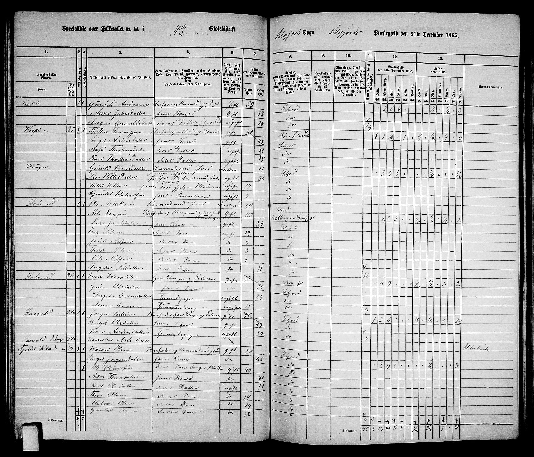 RA, 1865 census for Seljord, 1865, p. 68