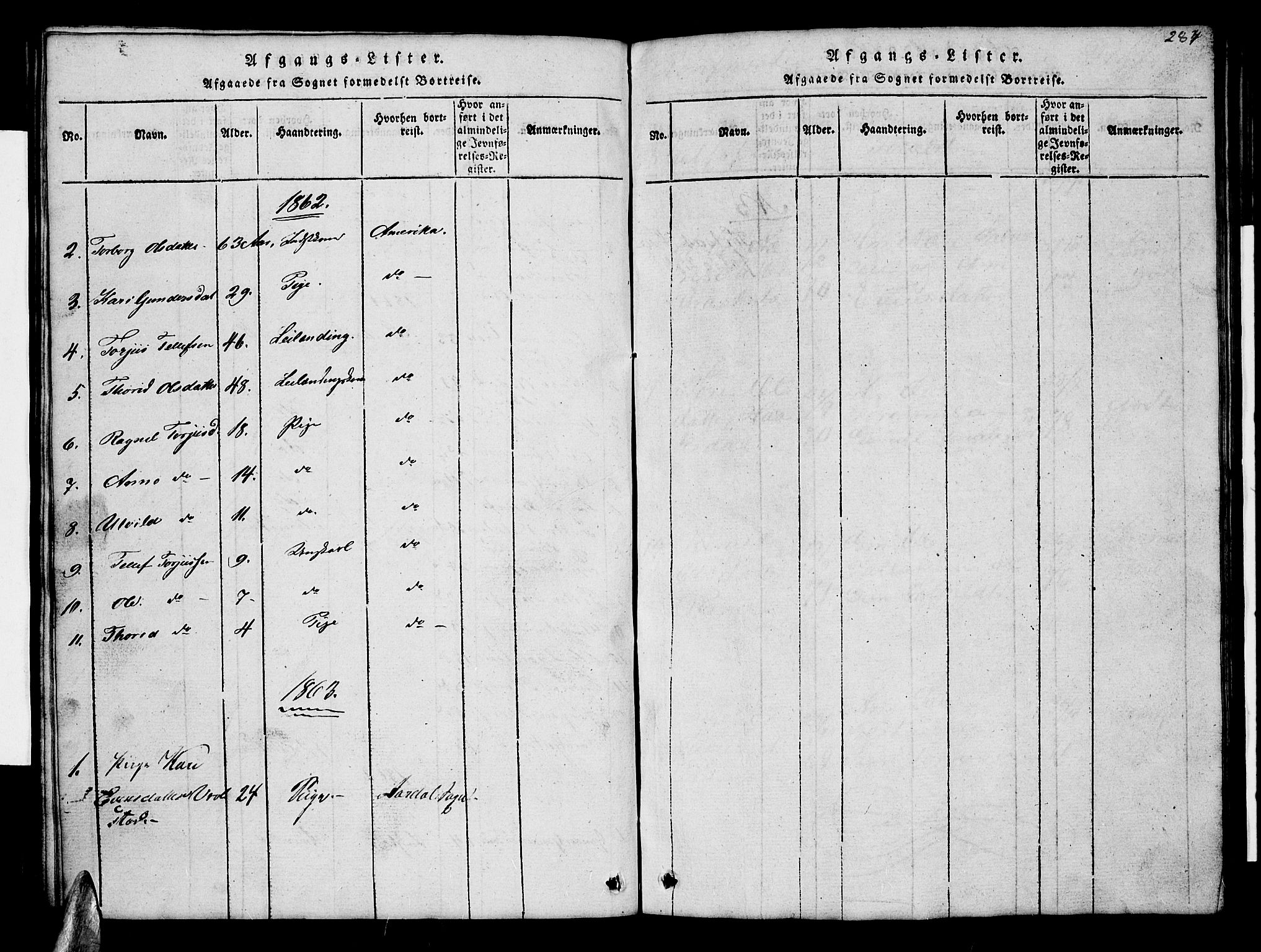 Åmli sokneprestkontor, AV/SAK-1111-0050/F/Fb/Fbb/L0001: Parish register (copy) no. B 1, 1816-1889, p. 284