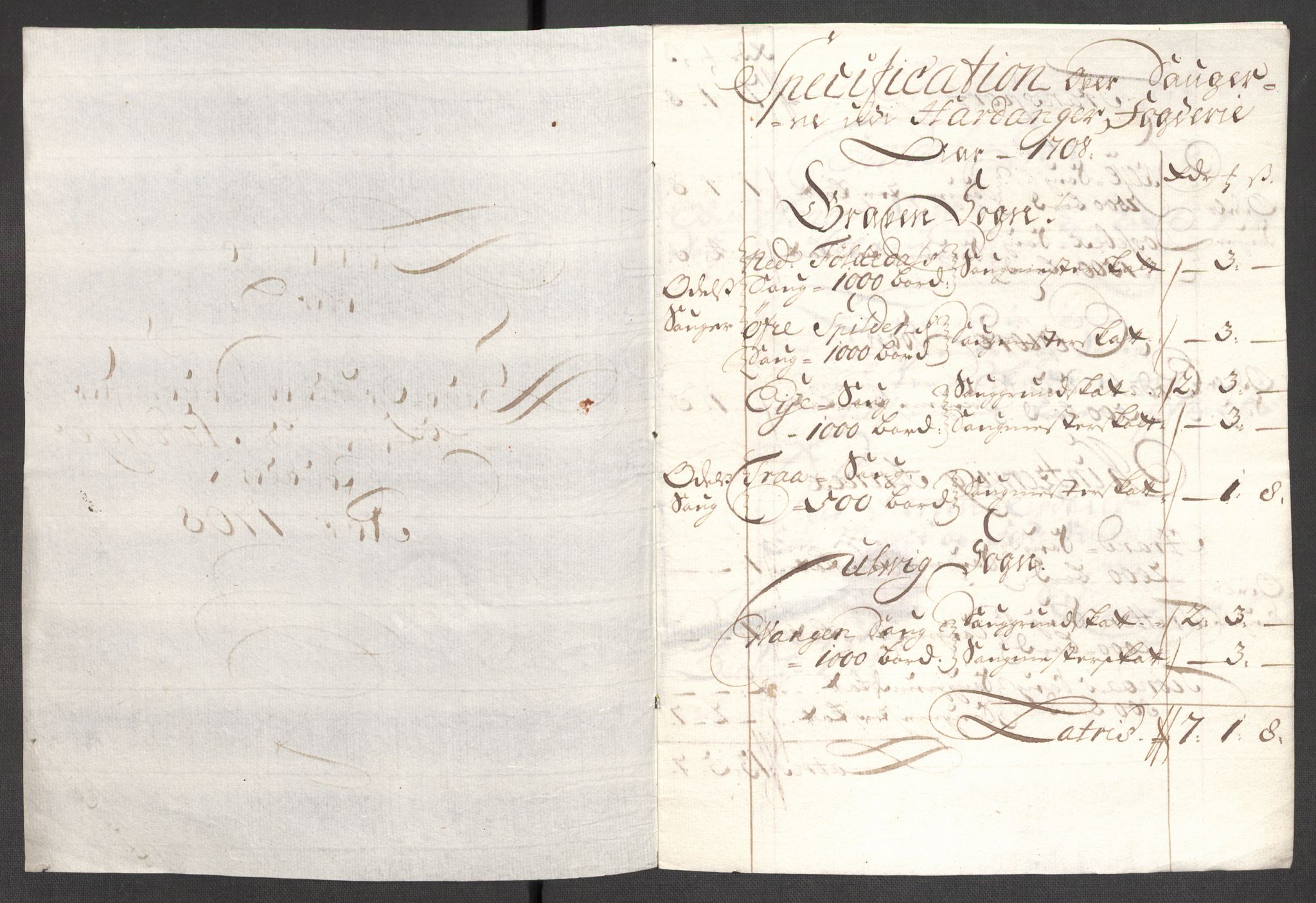 Rentekammeret inntil 1814, Reviderte regnskaper, Fogderegnskap, AV/RA-EA-4092/R48/L2985: Fogderegnskap Sunnhordland og Hardanger, 1708, p. 228