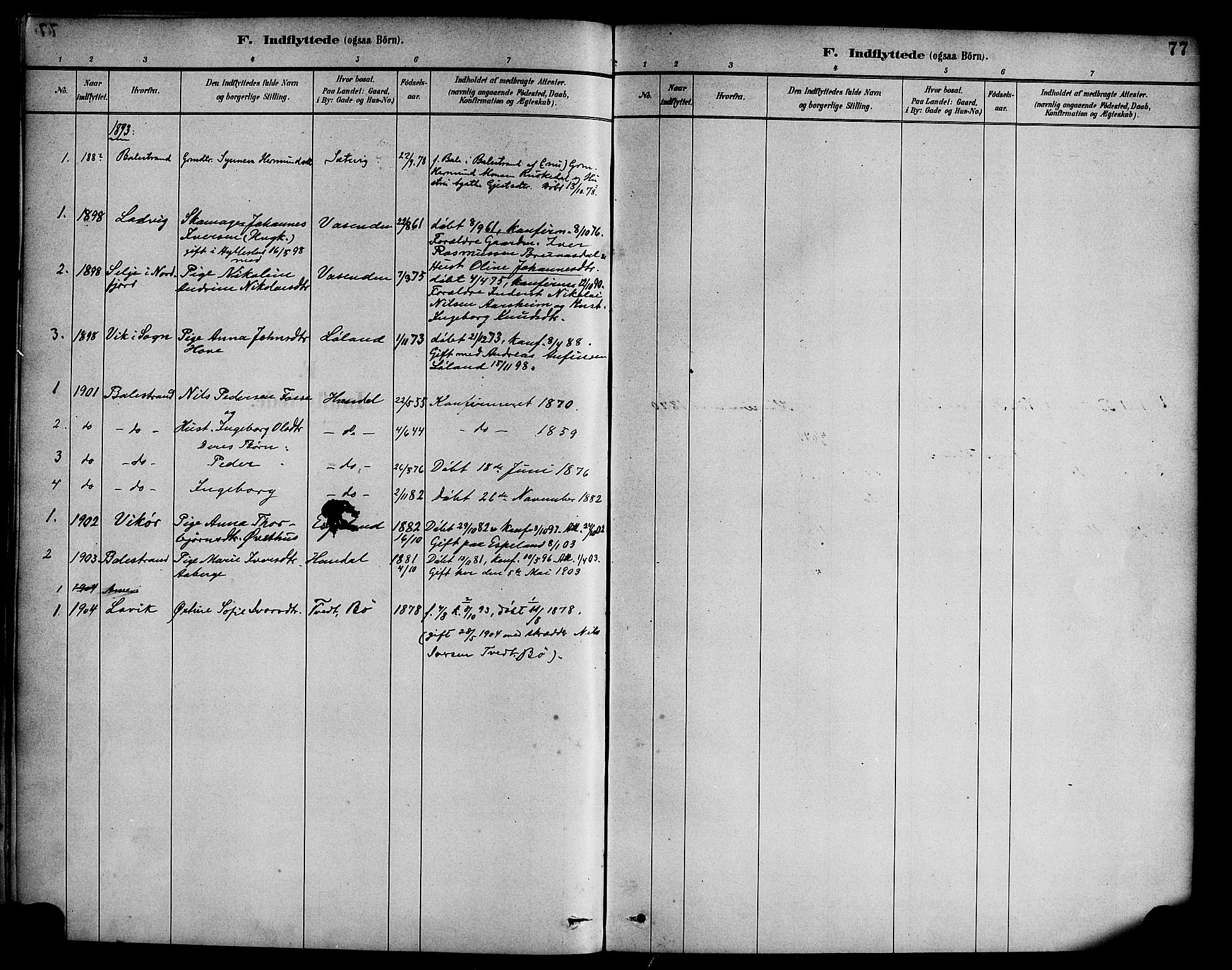 Hyllestad sokneprestembete, SAB/A-80401: Parish register (official) no. C 1, 1886-1904, p. 77