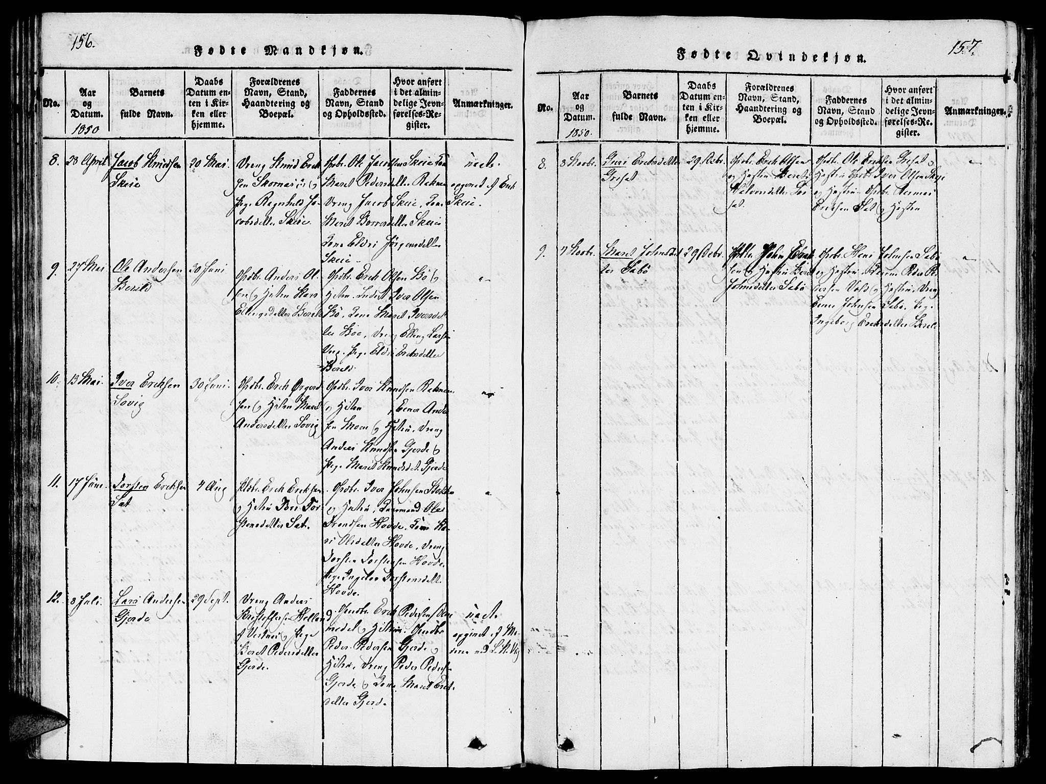 Ministerialprotokoller, klokkerbøker og fødselsregistre - Møre og Romsdal, AV/SAT-A-1454/543/L0561: Parish register (official) no. 543A01, 1818-1853, p. 156-157