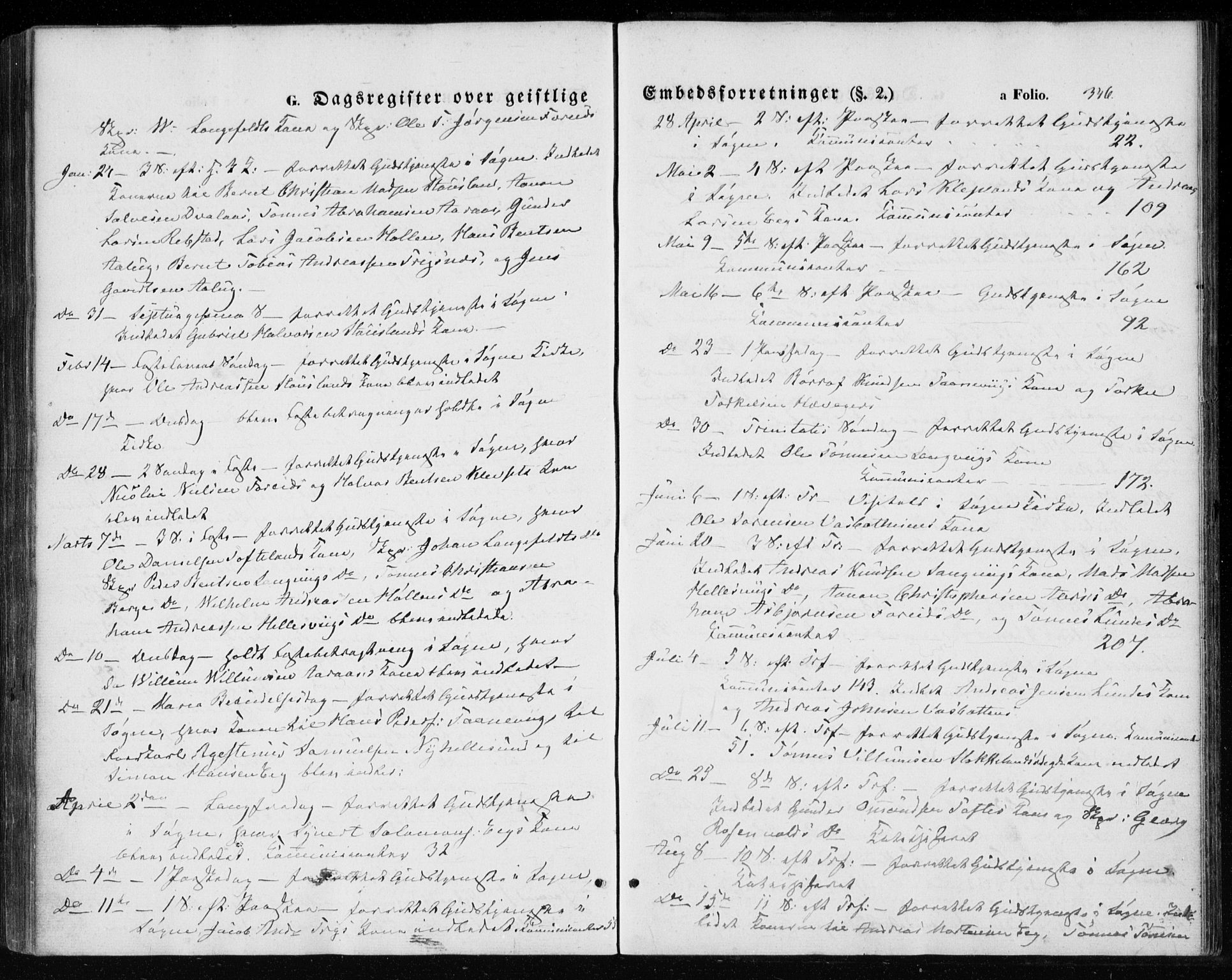 Søgne sokneprestkontor, SAK/1111-0037/F/Fa/Fab/L0010: Parish register (official) no. A 10, 1853-1869, p. 346