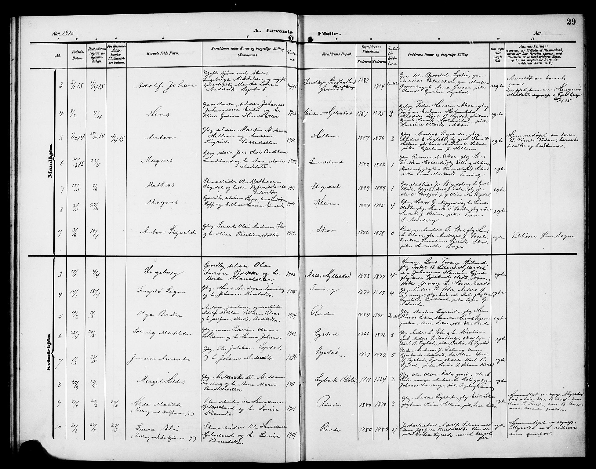 Hyllestad sokneprestembete, AV/SAB-A-80401: Parish register (copy) no. A 3, 1906-1925, p. 29