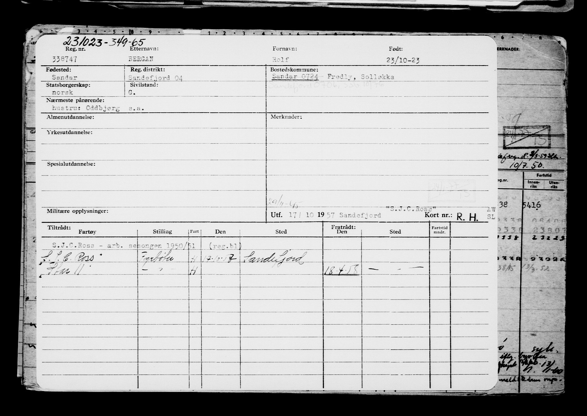 Direktoratet for sjømenn, RA/S-3545/G/Gb/L0224: Hovedkort, 1923, p. 201