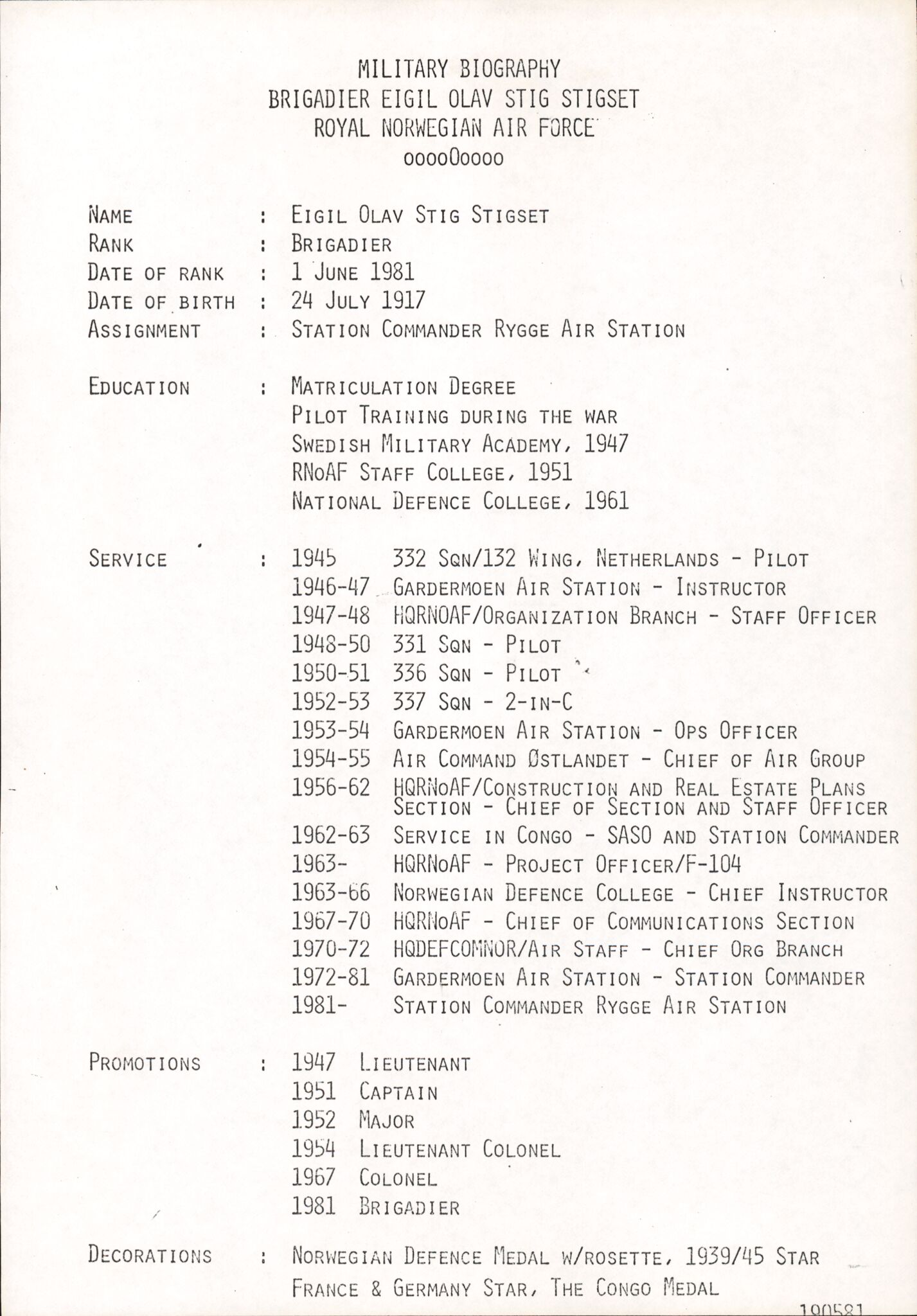 Forsvaret, Forsvarets overkommando/Luftforsvarsstaben, AV/RA-RAFA-4079/P/Pa/L0052: Personellpapirer, 1917, p. 63