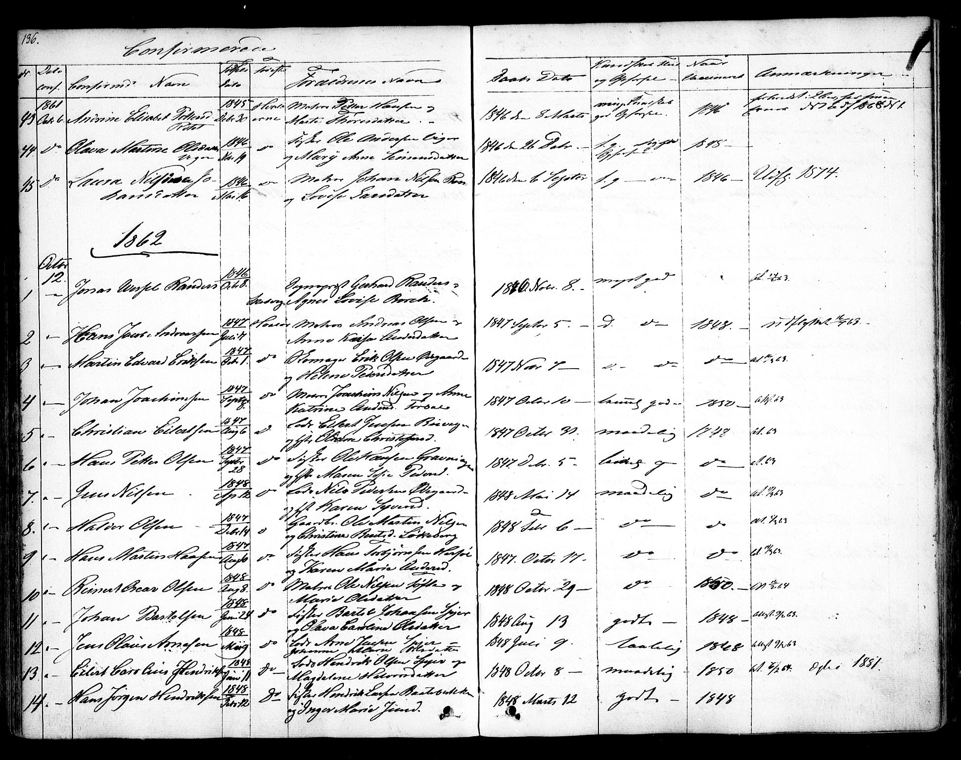 Hvaler prestekontor Kirkebøker, SAO/A-2001/F/Fa/L0006: Parish register (official) no. I 6, 1846-1863, p. 136