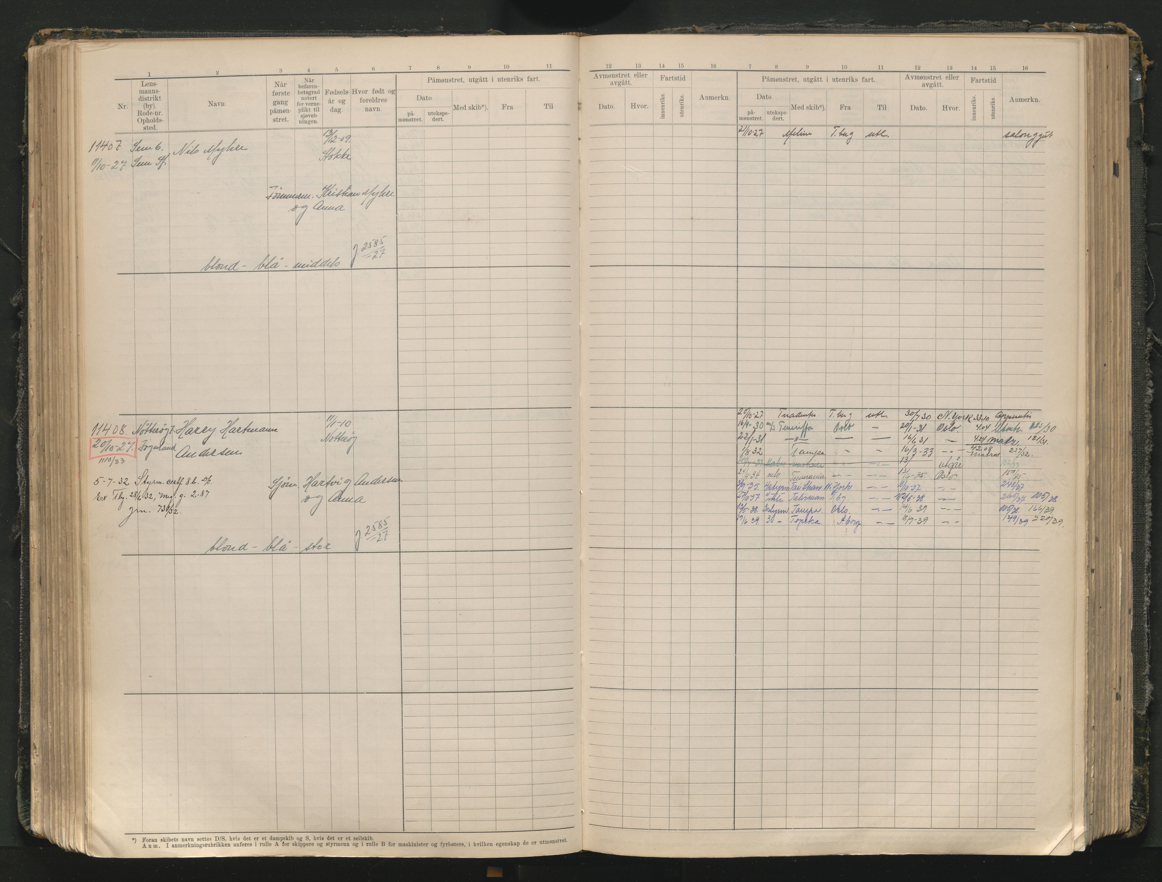 Tønsberg innrulleringskontor, AV/SAKO-A-786/F/Fc/Fcb/L0012: Hovedrulle Patent nr. 10828-12216, 1925-1948