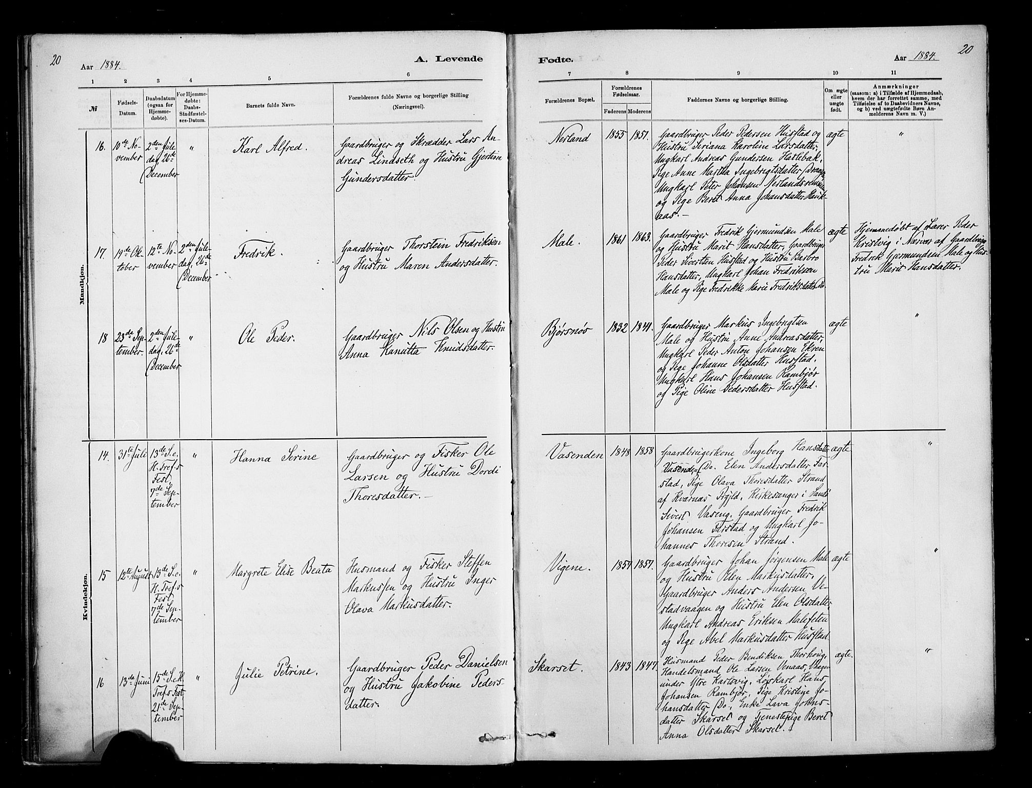 Ministerialprotokoller, klokkerbøker og fødselsregistre - Møre og Romsdal, AV/SAT-A-1454/567/L0778: Parish register (official) no. 567A01, 1881-1903, p. 20