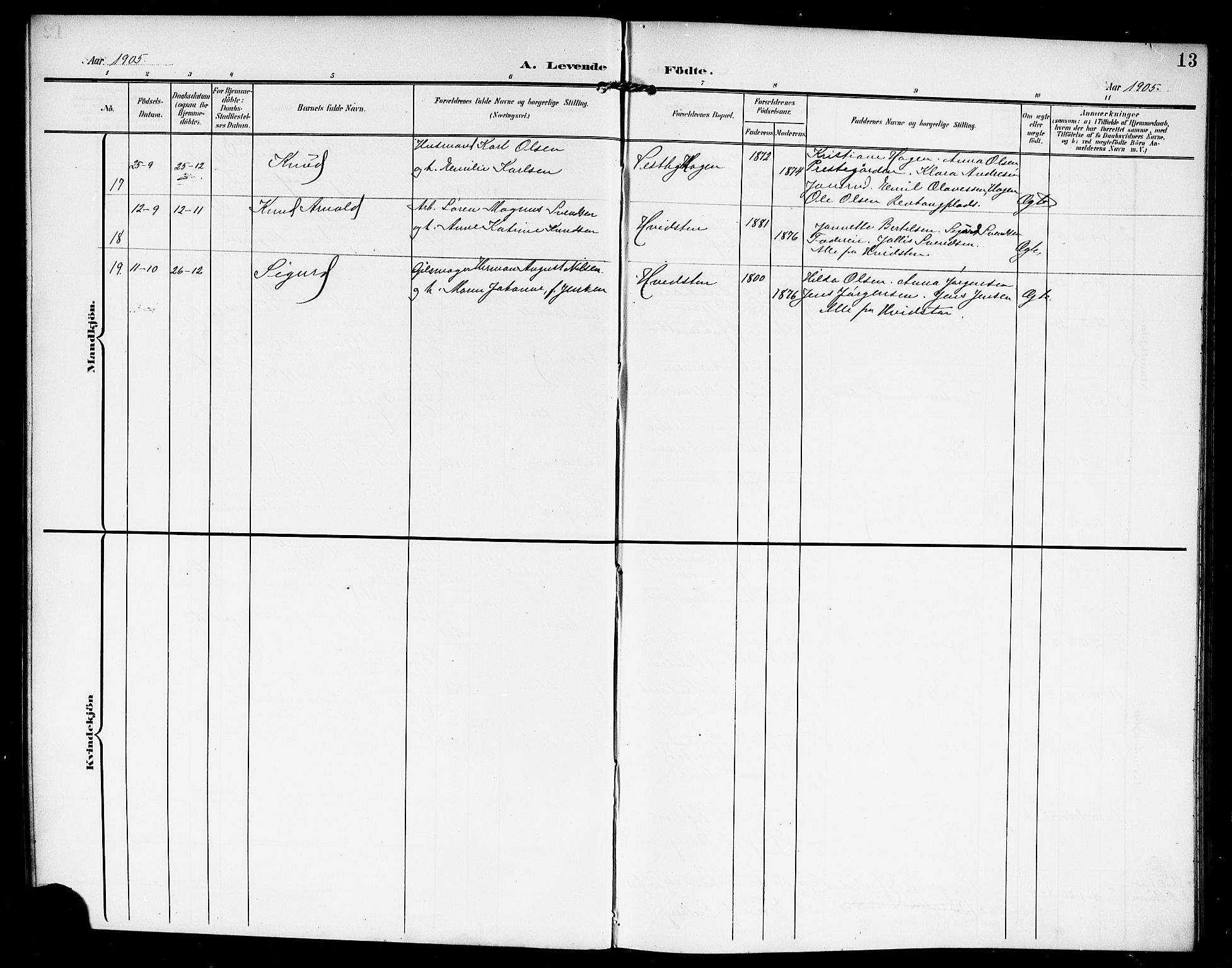 Vestby prestekontor Kirkebøker, SAO/A-10893/G/Ga/L0002: Parish register (copy) no. I 2, 1903-1916, p. 13