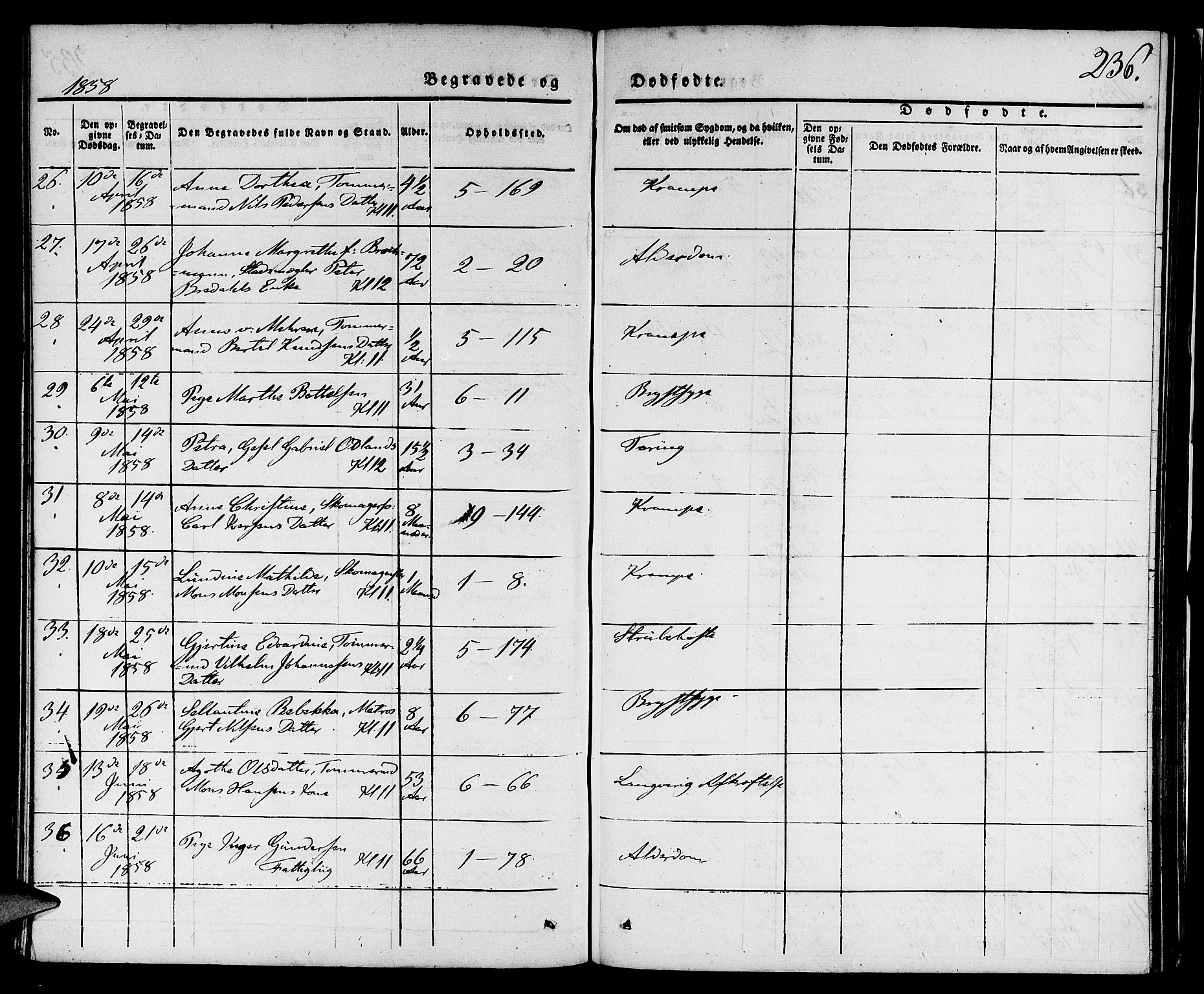 Nykirken Sokneprestembete, SAB/A-77101/H/Hab: Parish register (copy) no. E 1, 1840-1866, p. 236