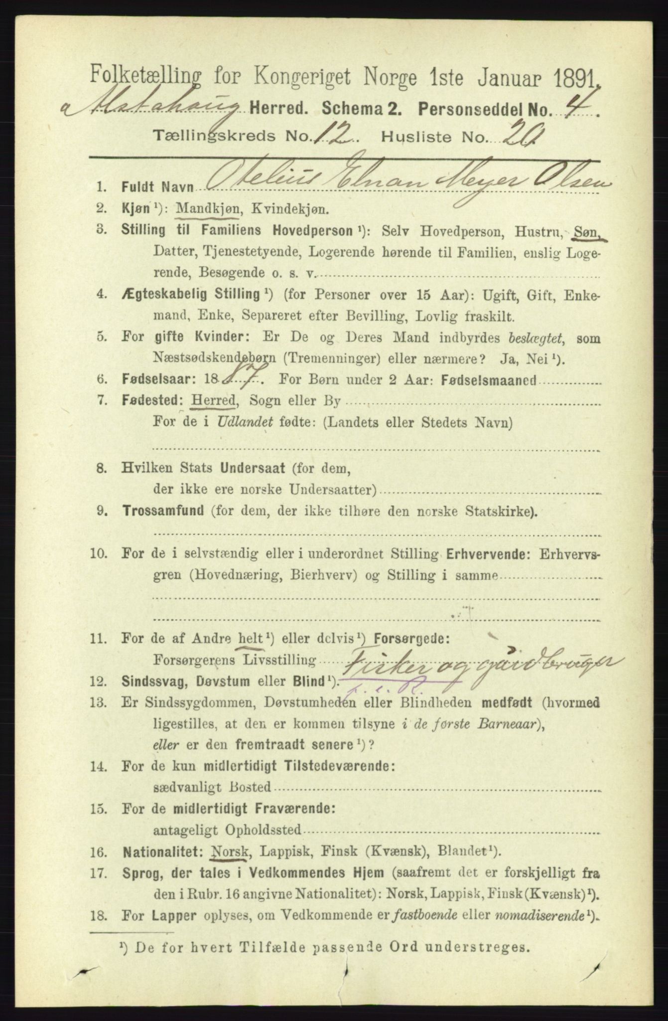 RA, 1891 census for 1820 Alstahaug, 1891, p. 4400