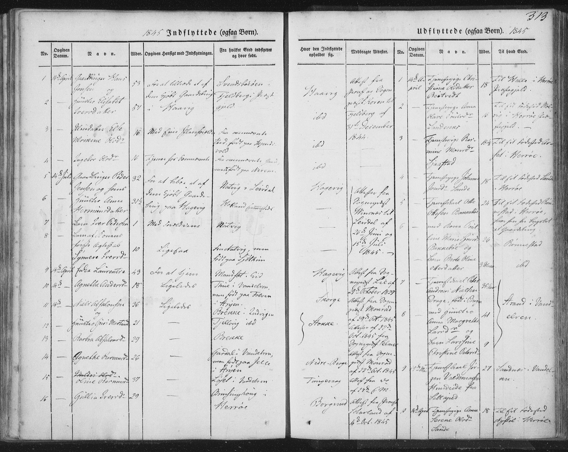 Selje sokneprestembete, SAB/A-99938/H/Ha/Haa/Haaa: Parish register (official) no. A 10, 1844-1858, p. 313