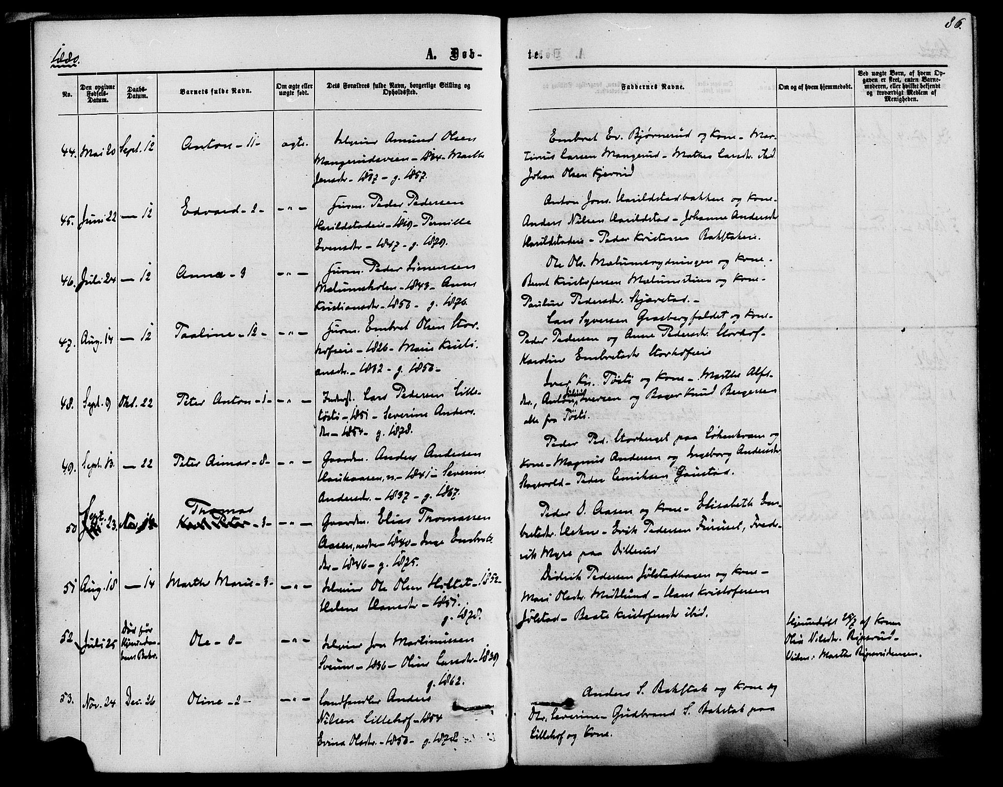Romedal prestekontor, AV/SAH-PREST-004/K/L0006: Parish register (official) no. 6, 1866-1886, p. 86