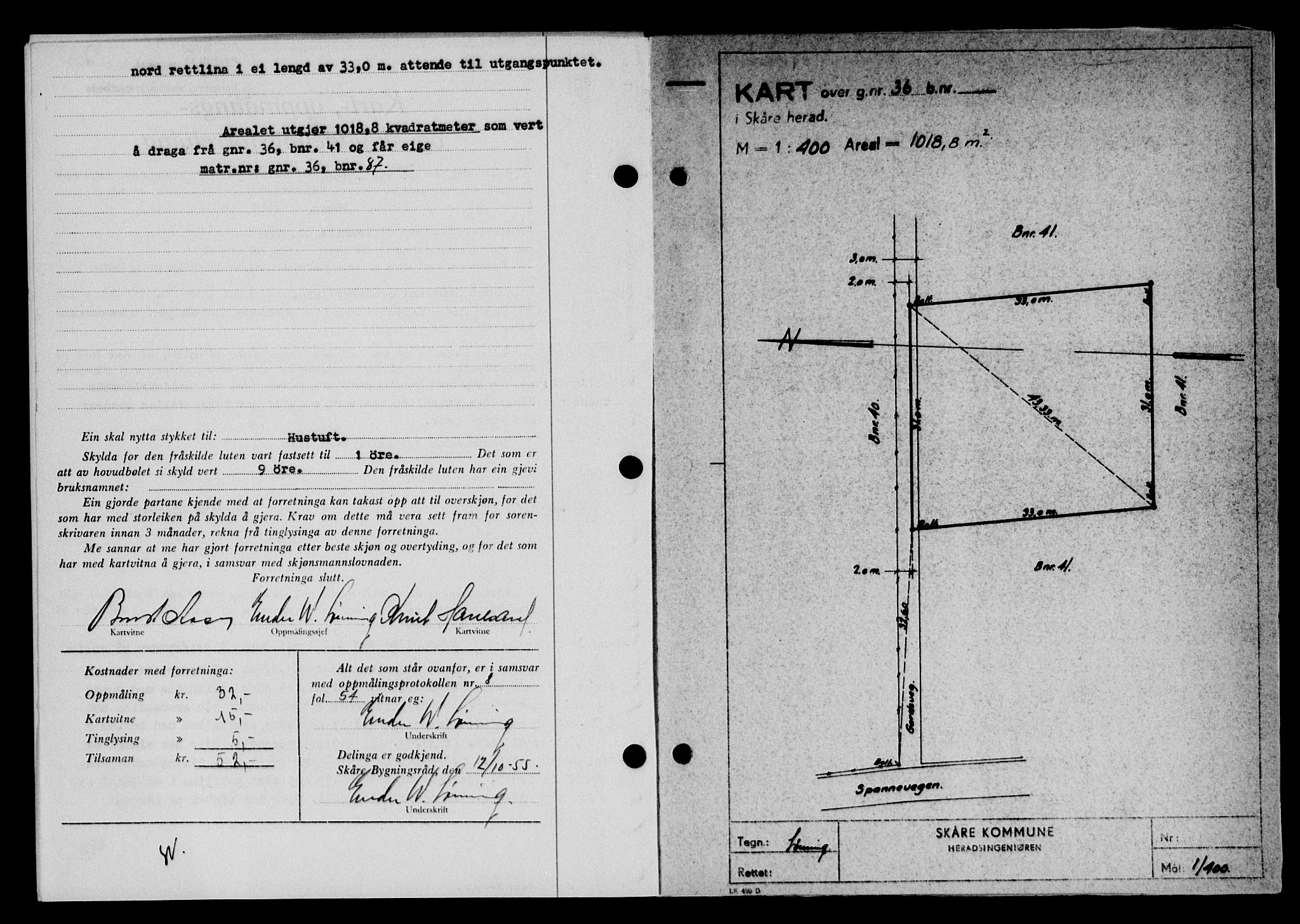 Karmsund sorenskriveri, SAST/A-100311/01/II/IIB/L0117: Mortgage book no. 97Aa, 1955-1955, Diary no: : 3258/1955