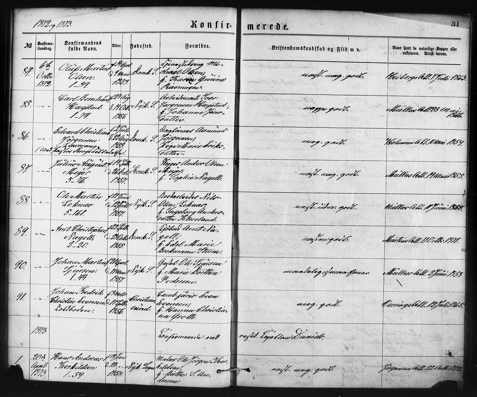 Nykirken Sokneprestembete, SAB/A-77101/H/Haa/L0025: Parish register (official) no. C 4, 1870-1886, p. 31