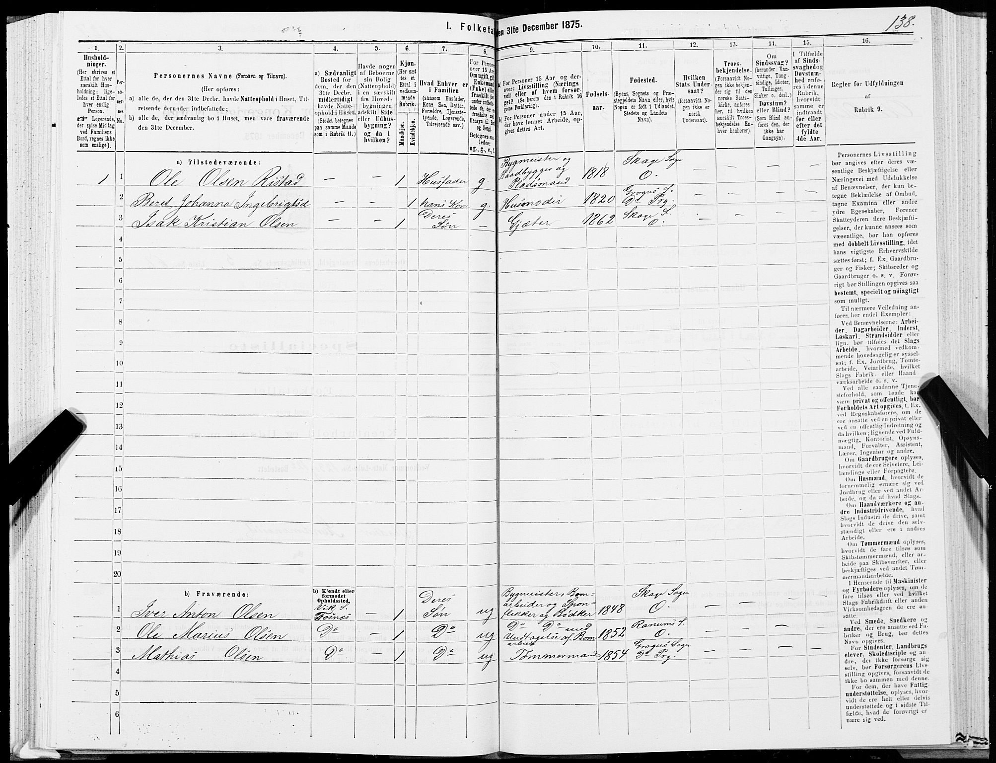 SAT, 1875 census for 1744P Overhalla, 1875, p. 3138