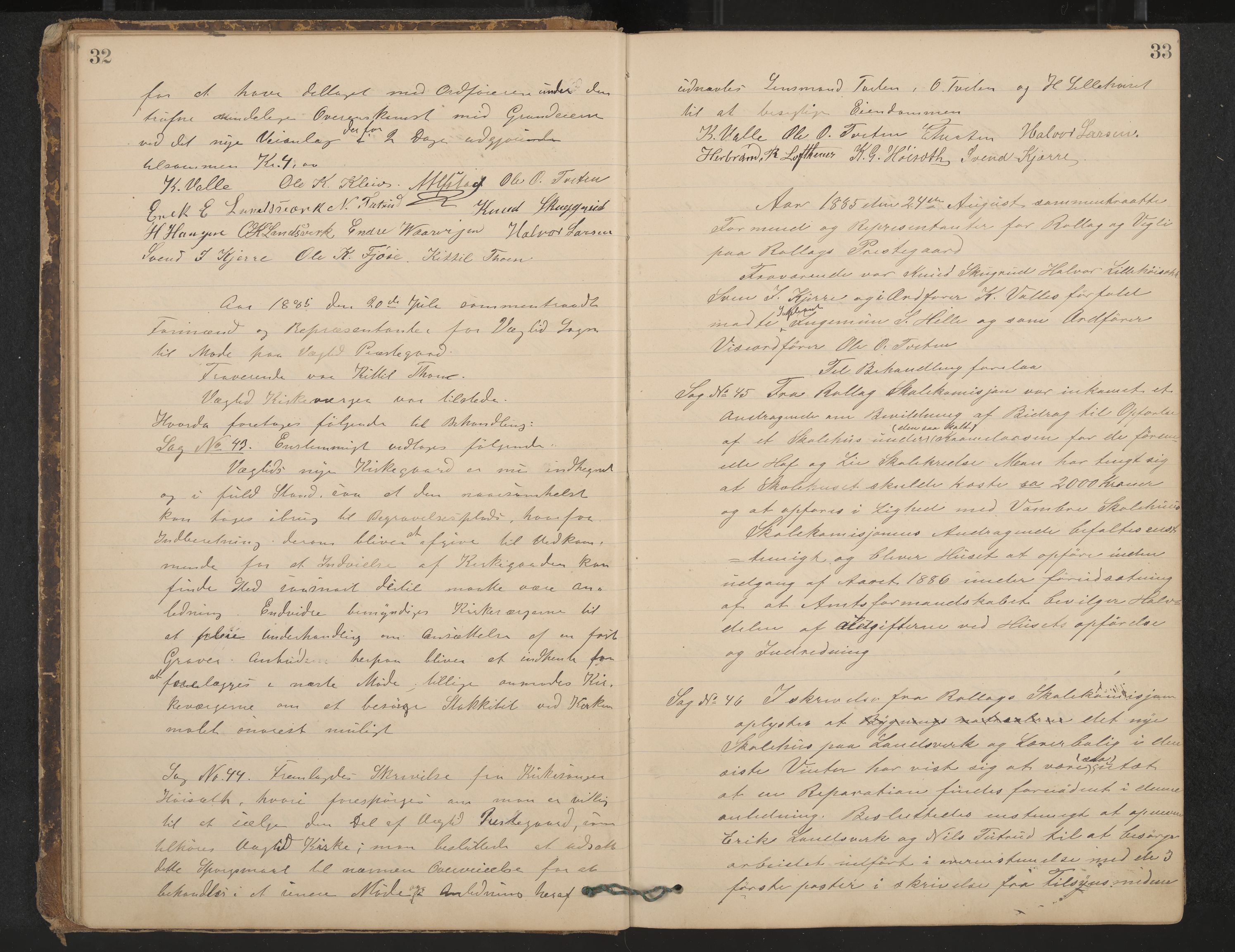 Rollag formannskap og sentraladministrasjon, IKAK/0632021-2/A/Aa/L0003: Møtebok, 1884-1897, p. 32-33