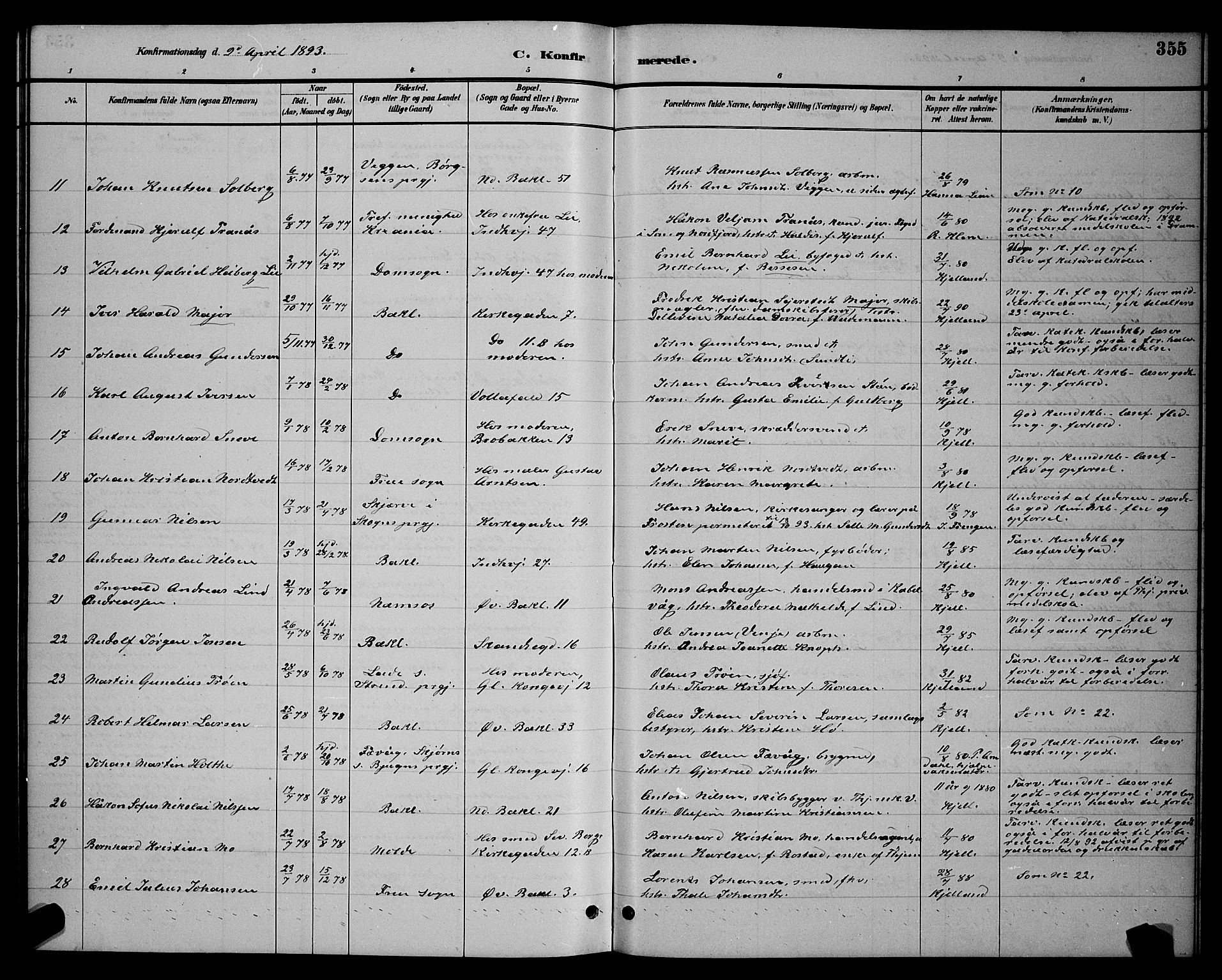 Ministerialprotokoller, klokkerbøker og fødselsregistre - Sør-Trøndelag, SAT/A-1456/604/L0222: Parish register (copy) no. 604C05, 1886-1895, p. 355