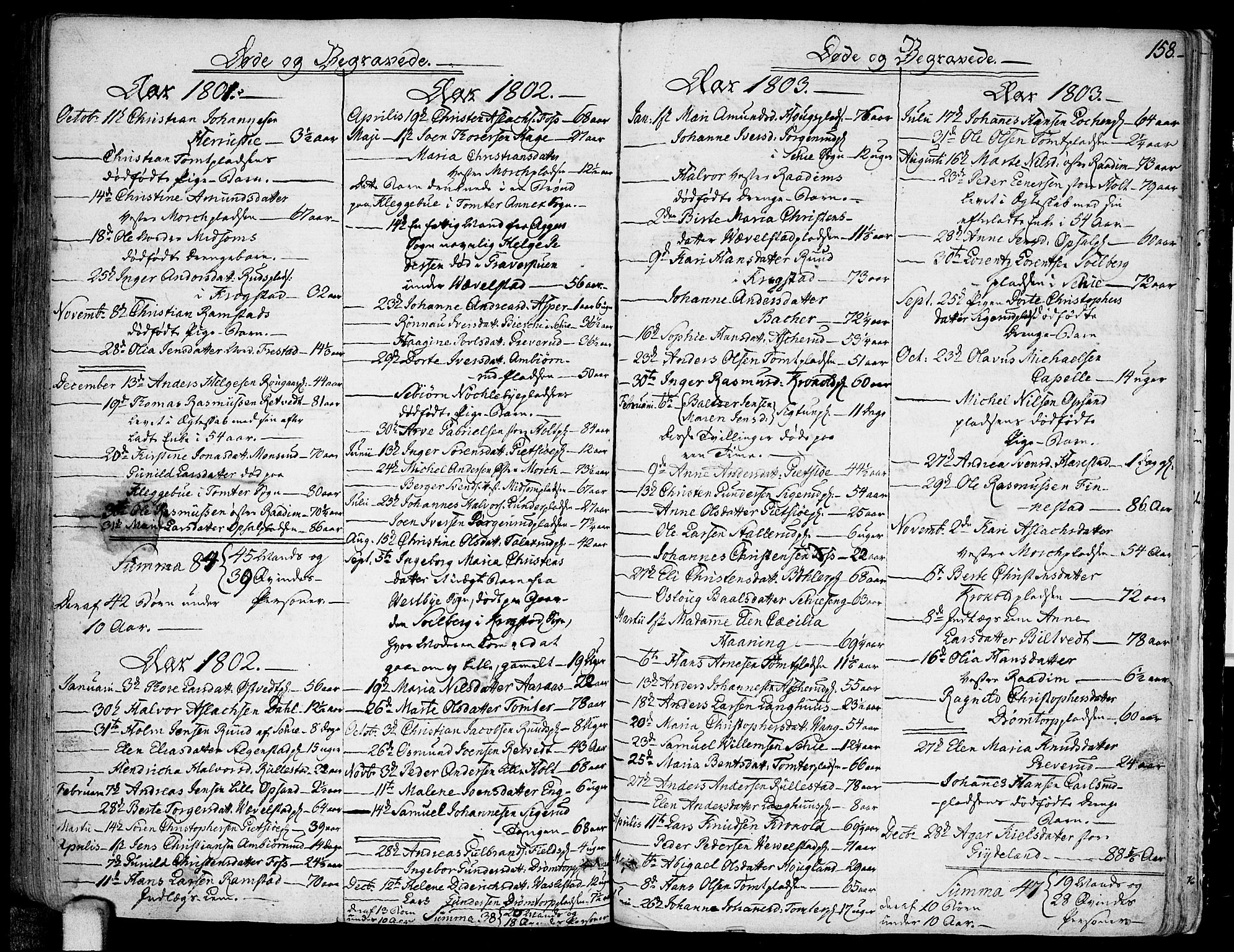 Kråkstad prestekontor Kirkebøker, AV/SAO-A-10125a/F/Fa/L0002: Parish register (official) no. I 2, 1786-1814, p. 158