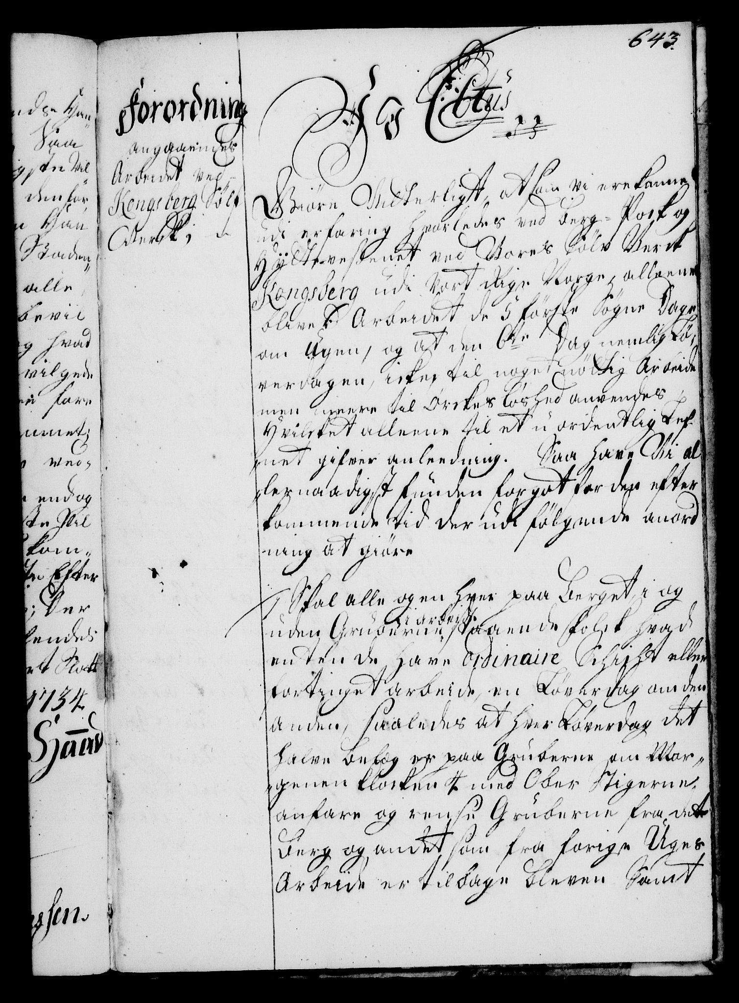Rentekammeret, Kammerkanselliet, RA/EA-3111/G/Gg/Gga/L0003: Norsk ekspedisjonsprotokoll med register (merket RK 53.3), 1727-1734, p. 643