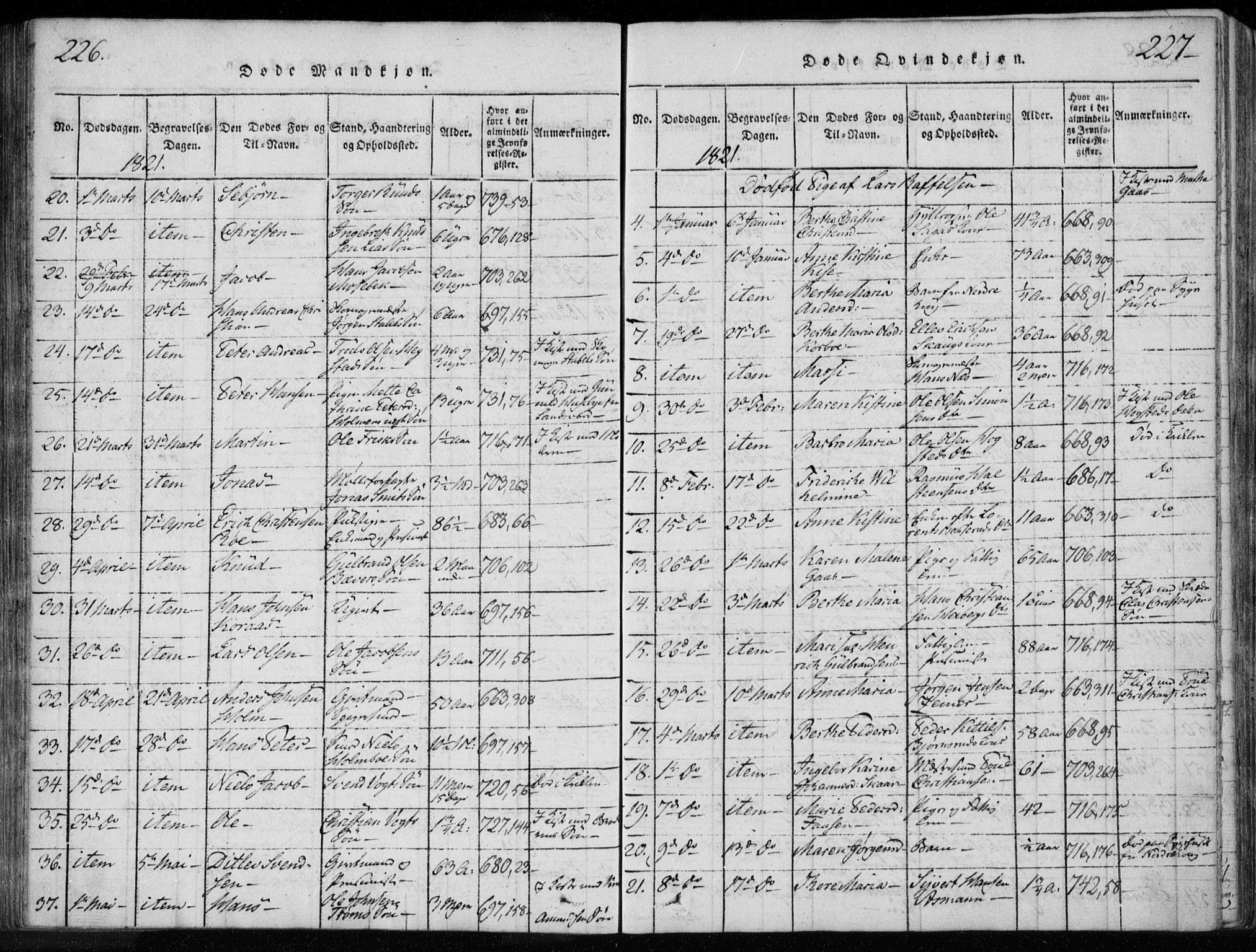 Kongsberg kirkebøker, SAKO/A-22/F/Fa/L0008: Parish register (official) no. I 8, 1816-1839, p. 226-227