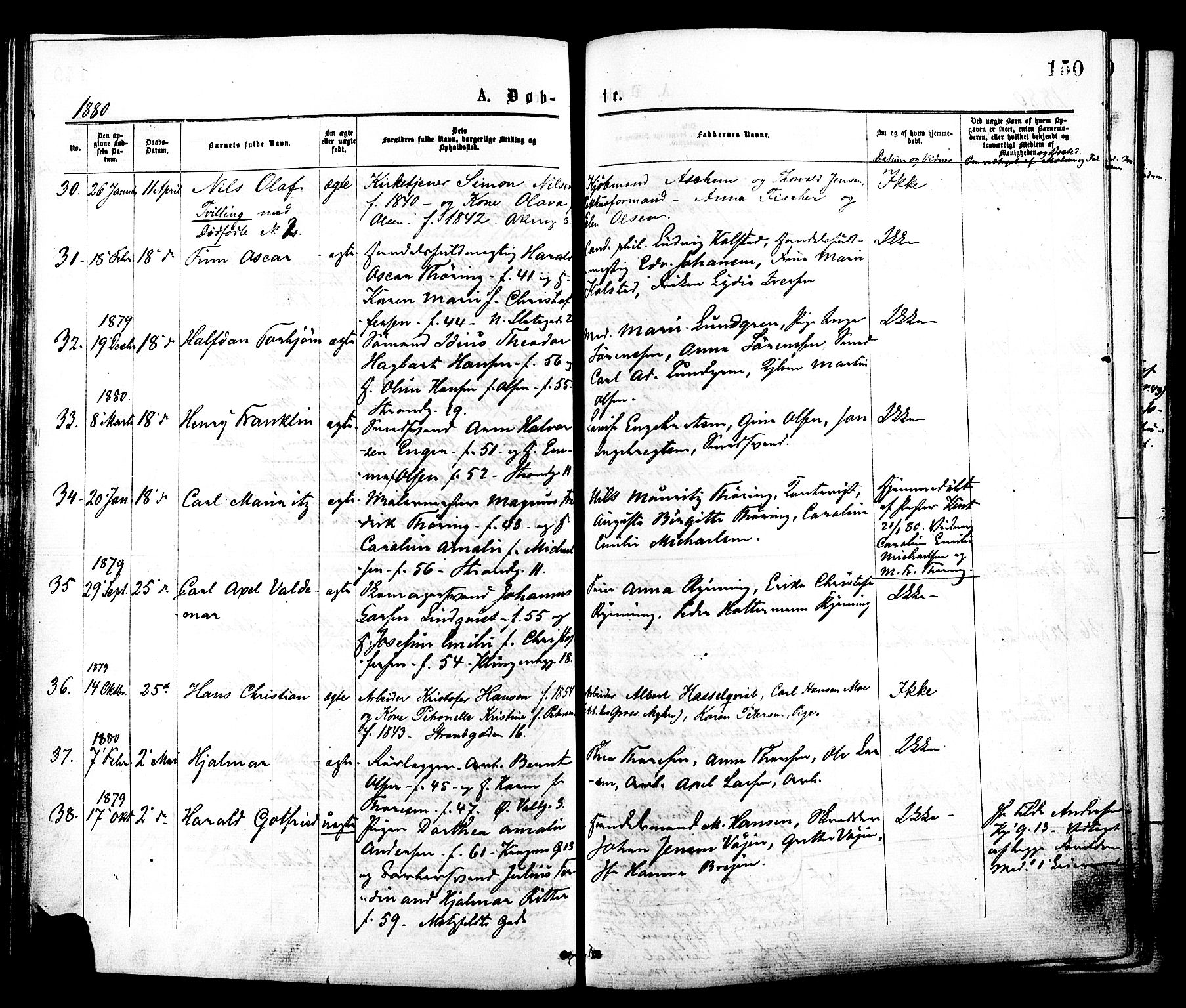 Johannes prestekontor Kirkebøker, SAO/A-10852/F/Fa/L0001: Parish register (official) no. 1, 1875-1881, p. 150