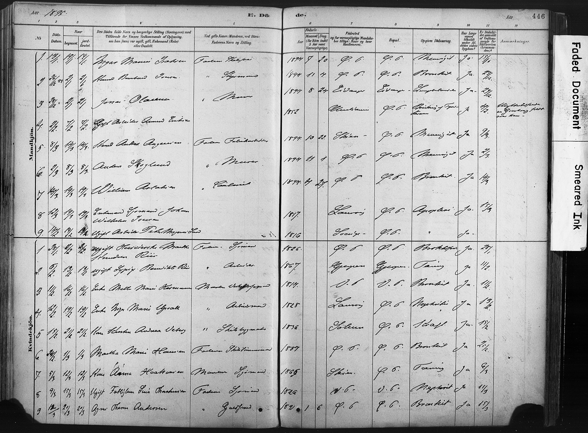 Porsgrunn kirkebøker , SAKO/A-104/F/Fa/L0008: Parish register (official) no. 8, 1878-1895, p. 446
