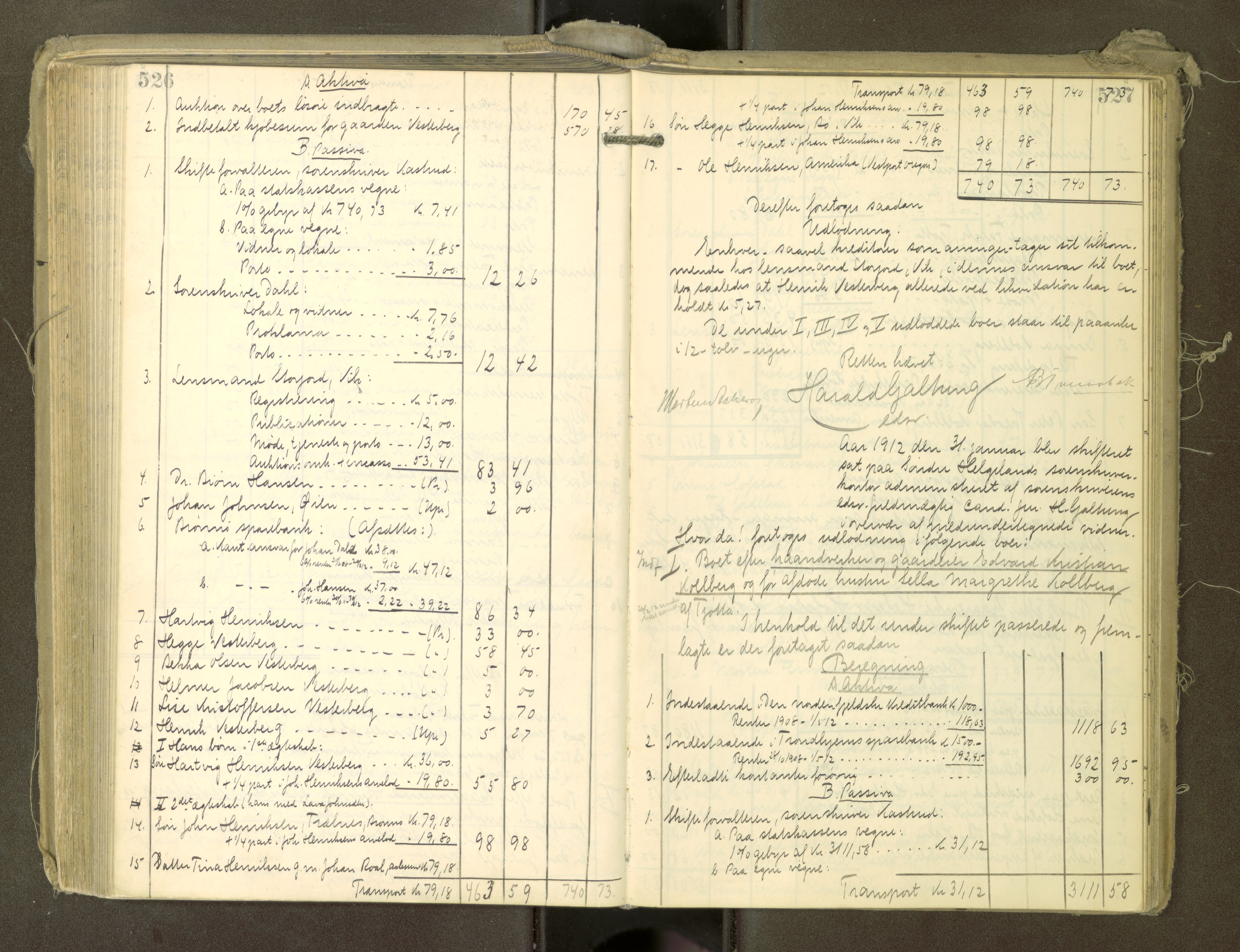 Søndre Helgeland sorenskriveri, AV/SAT-A-4575/1/3/3A/L0008: Skifteutlodningsprot., 1908-1913, p. 526-527