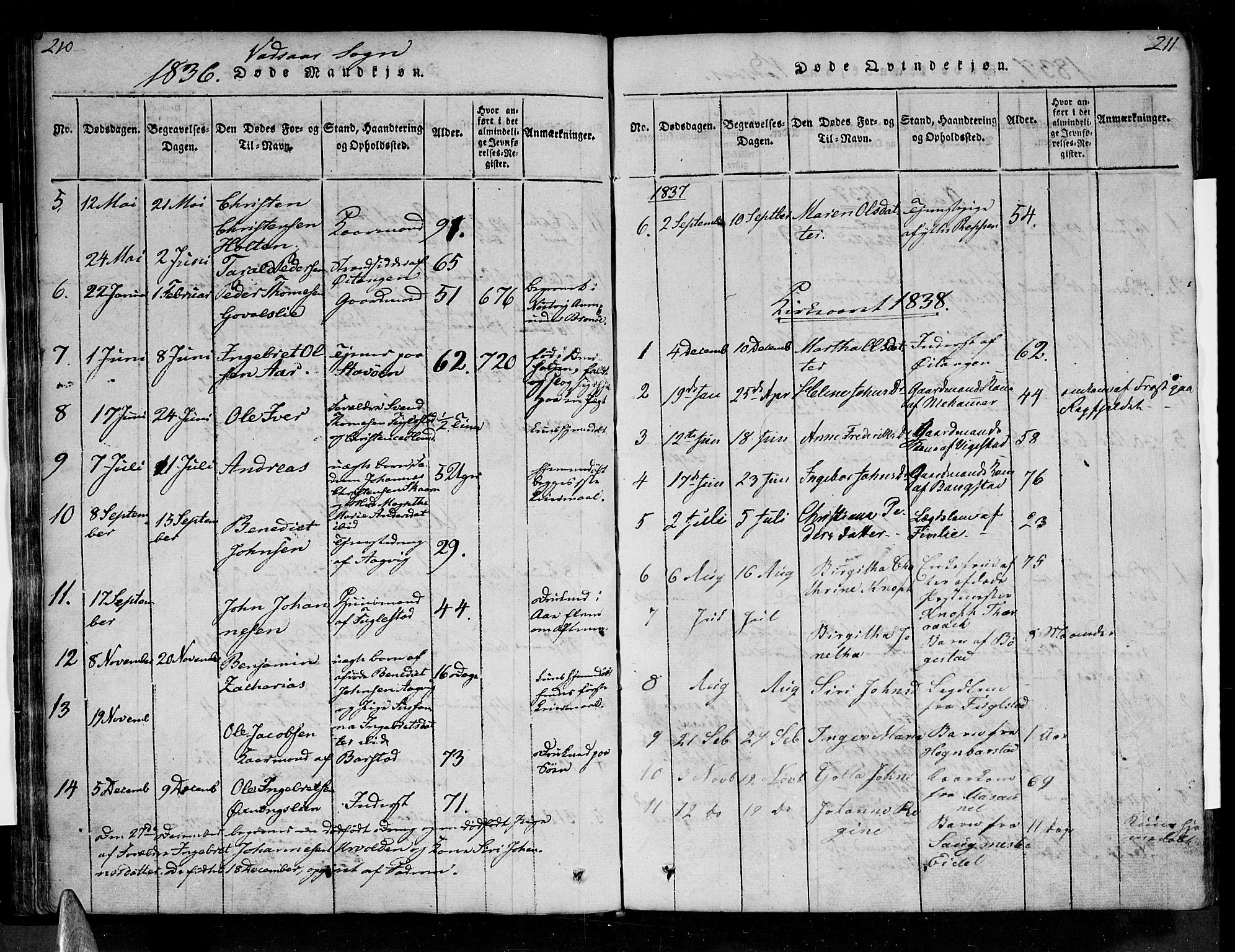 Ministerialprotokoller, klokkerbøker og fødselsregistre - Nordland, AV/SAT-A-1459/810/L0142: Parish register (official) no. 810A06 /1, 1819-1841, p. 210-211