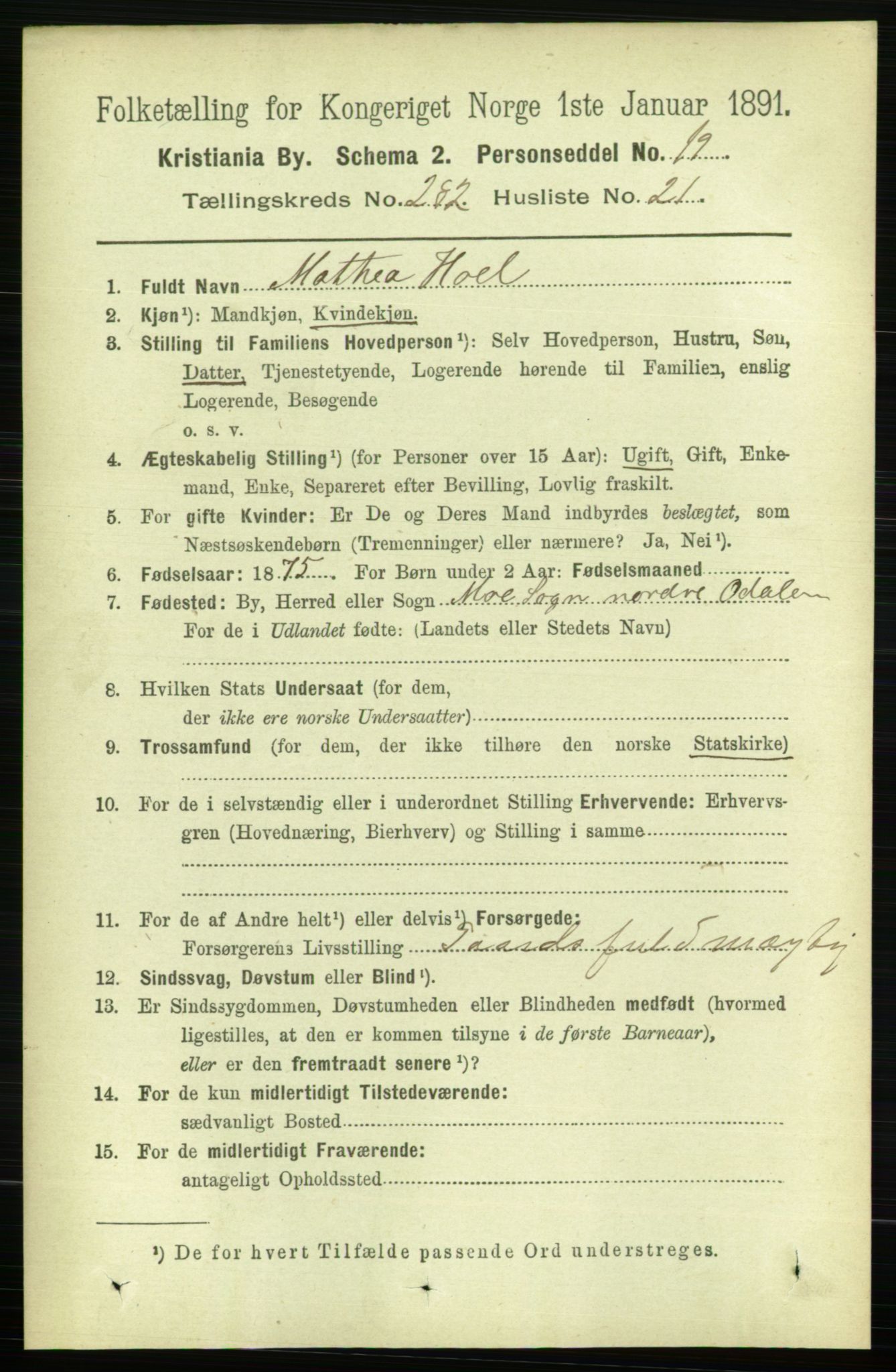 RA, 1891 census for 0301 Kristiania, 1891, p. 172318