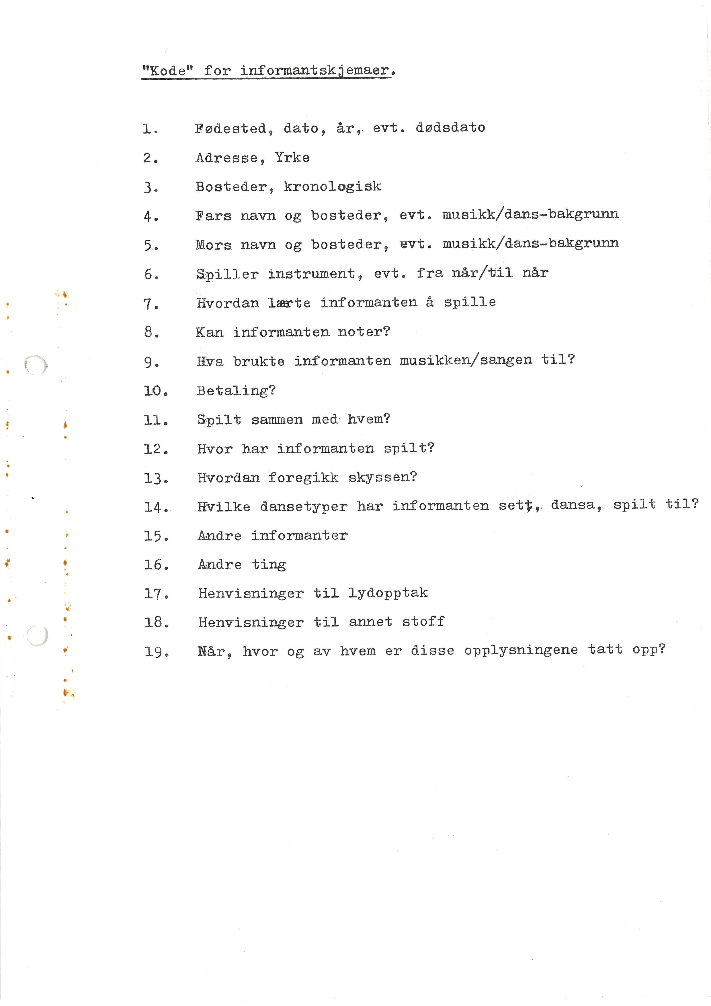 Sa 16 - Folkemusikk fra Vestfold, Gjerdesamlingen, VEMU/A-1868/I/L0001: Informantregister med intervjunedtegnelser, 1979-1986