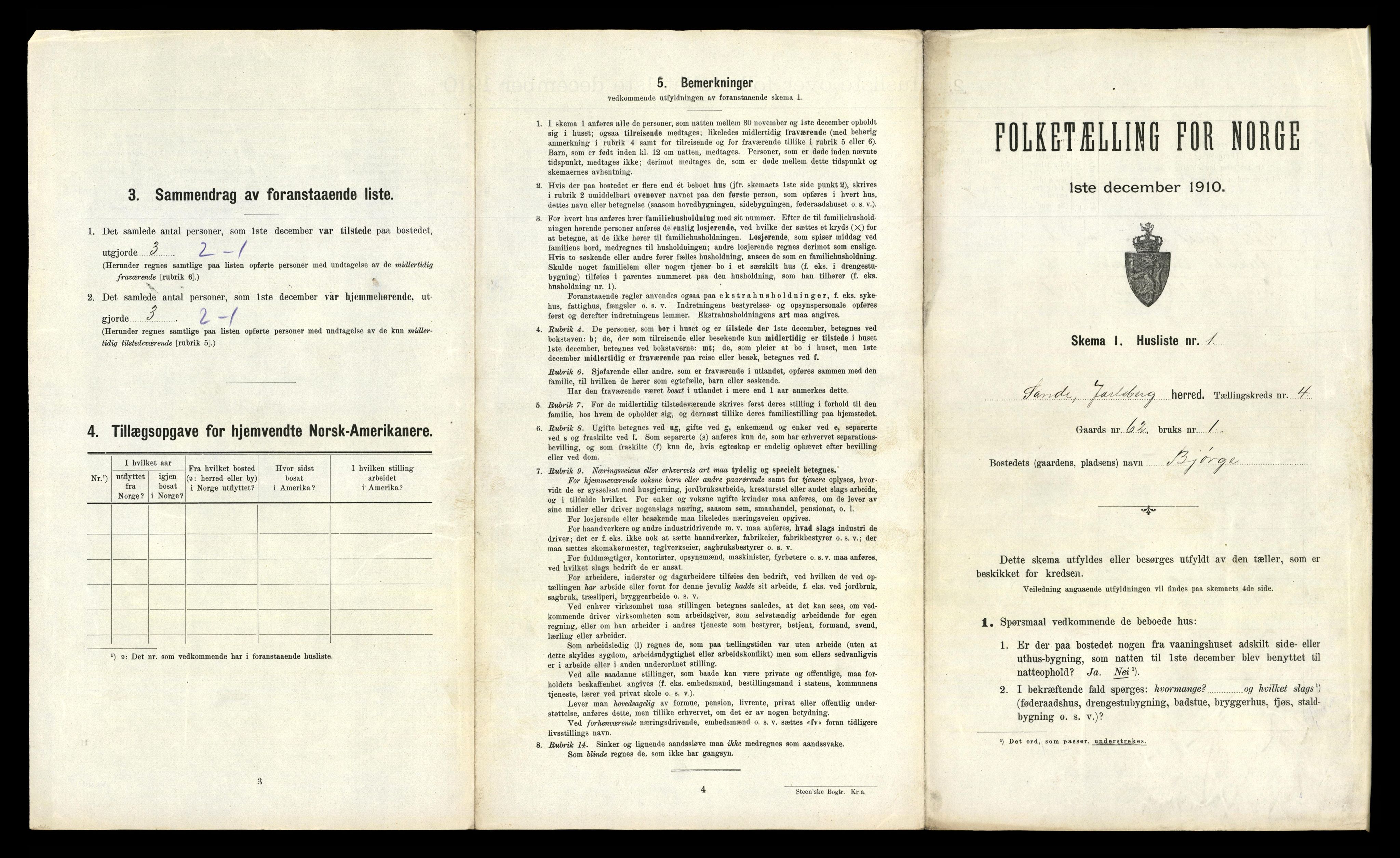 RA, 1910 census for Sande, 1910, p. 577