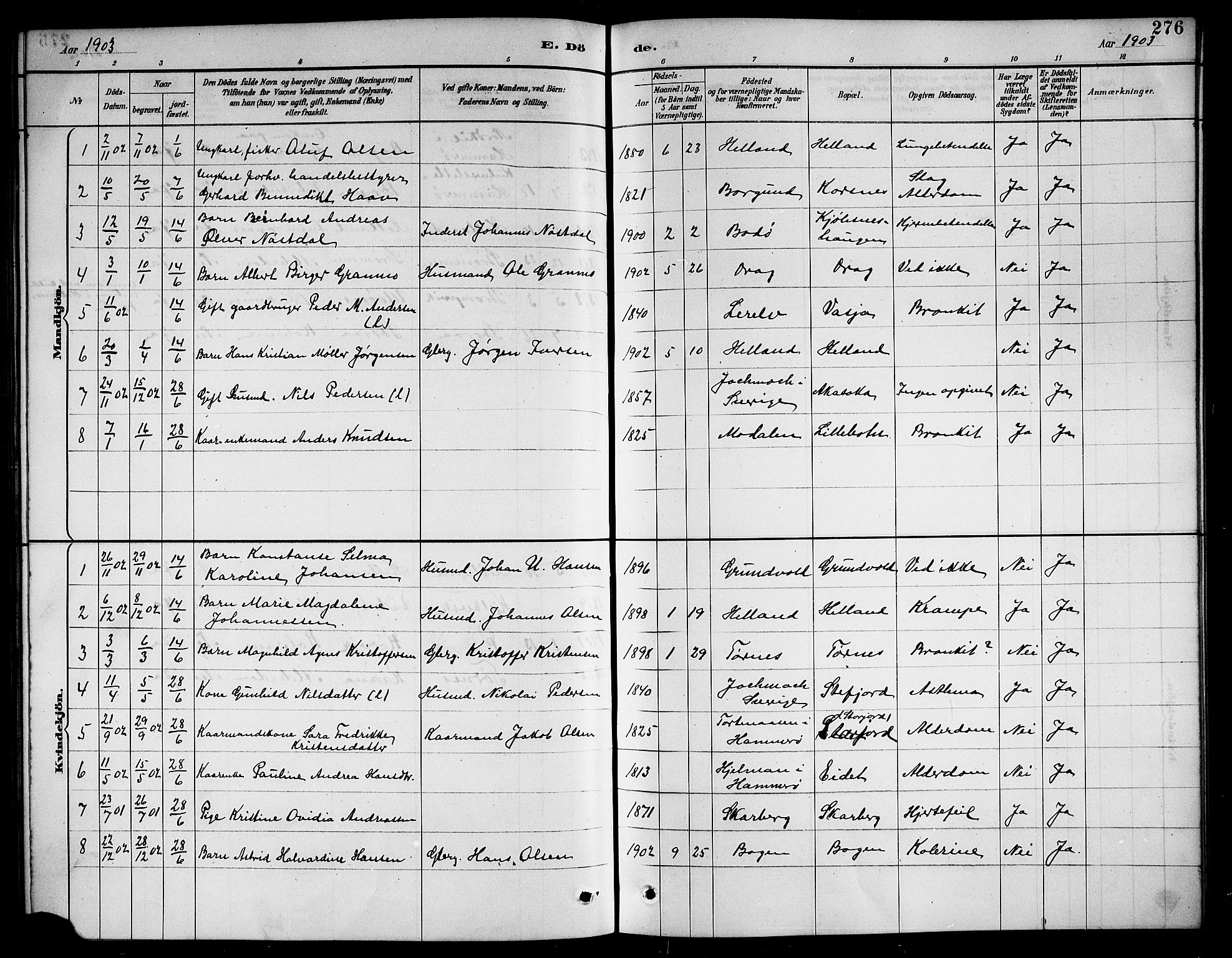 Ministerialprotokoller, klokkerbøker og fødselsregistre - Nordland, AV/SAT-A-1459/861/L0876: Parish register (copy) no. 861C02, 1887-1903, p. 276