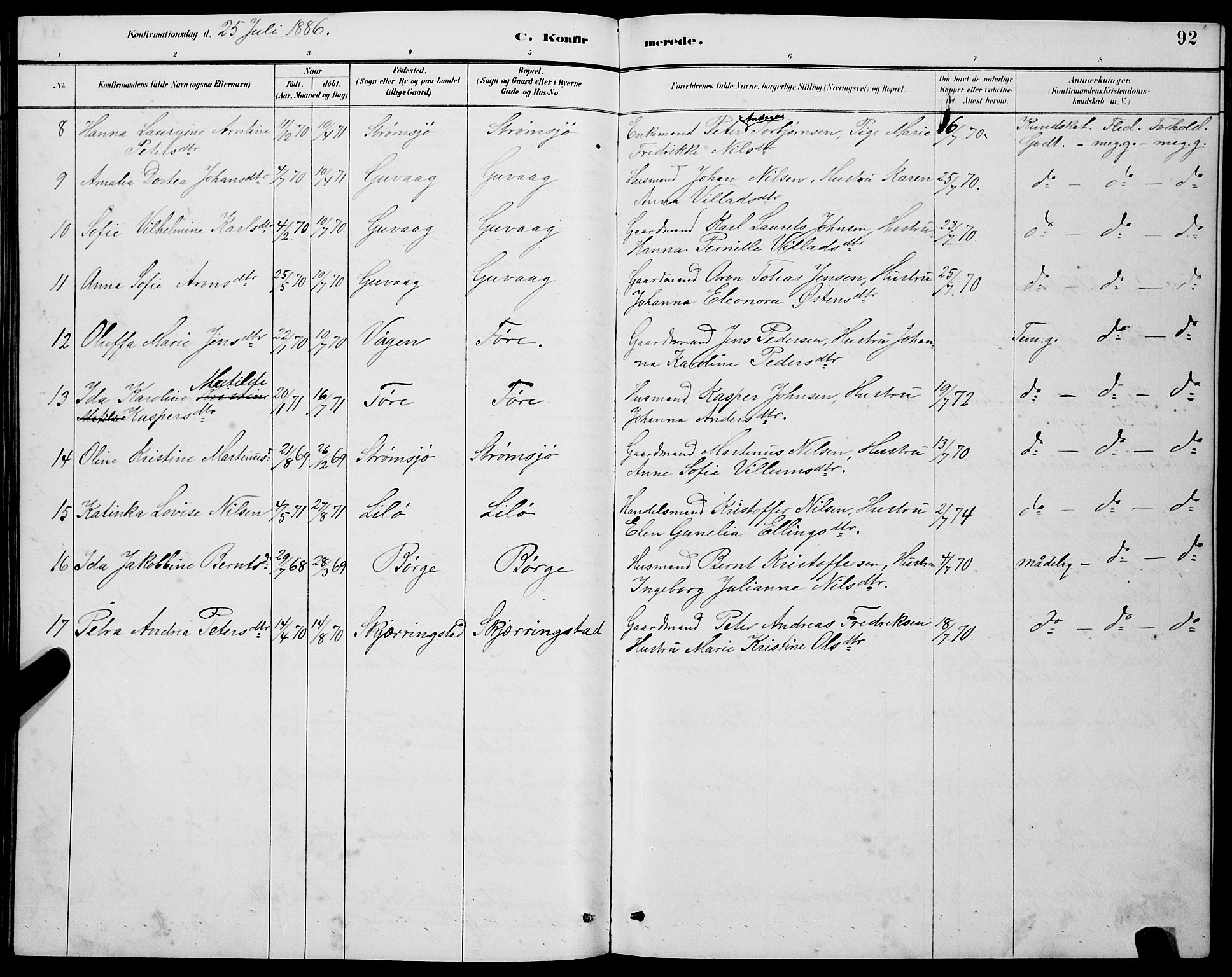 Ministerialprotokoller, klokkerbøker og fødselsregistre - Nordland, AV/SAT-A-1459/891/L1315: Parish register (copy) no. 891C04, 1886-1893, p. 92