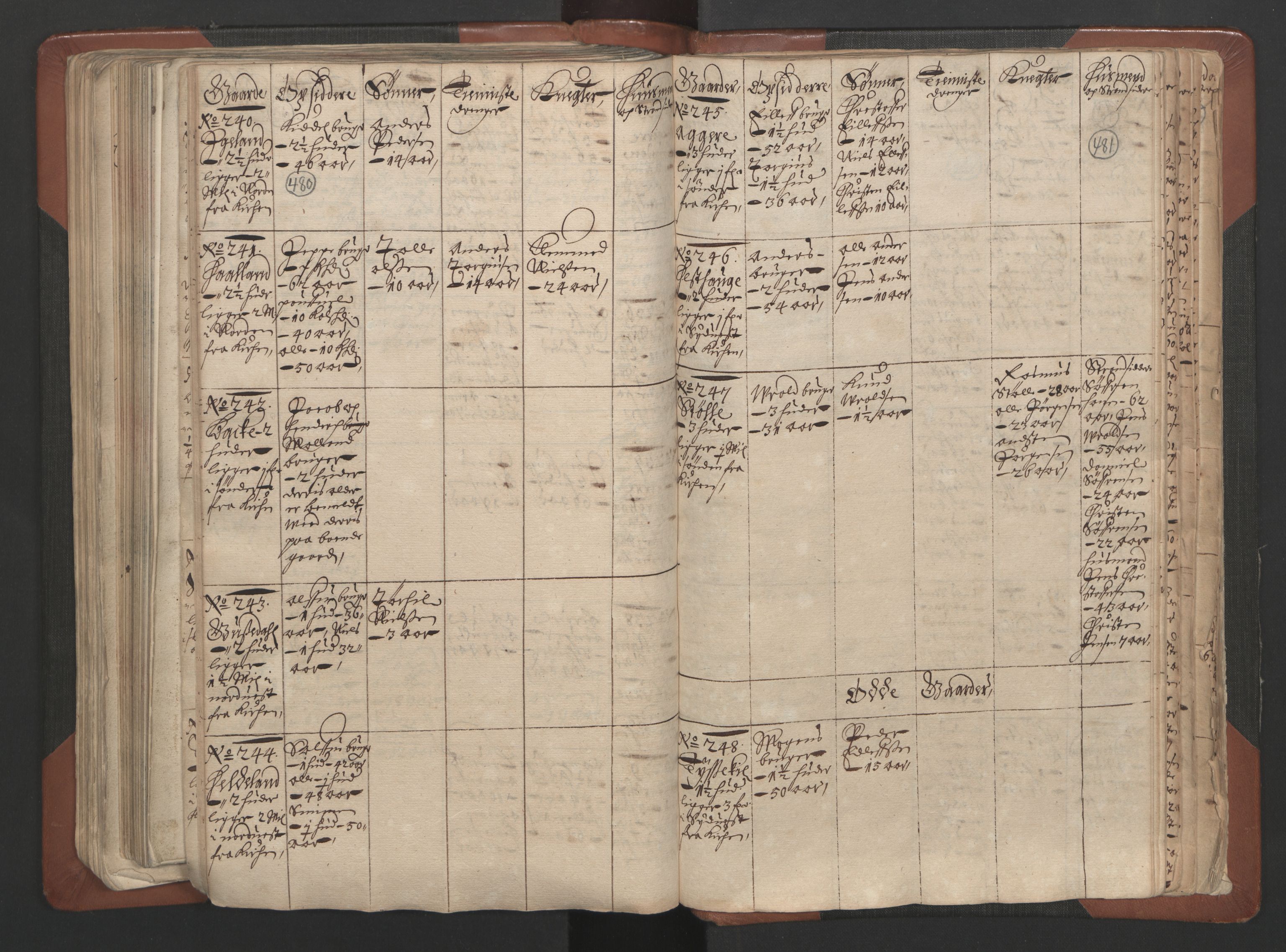 RA, Bailiff's Census 1664-1666, no. 7: Nedenes fogderi, 1664-1666, p. 480-481