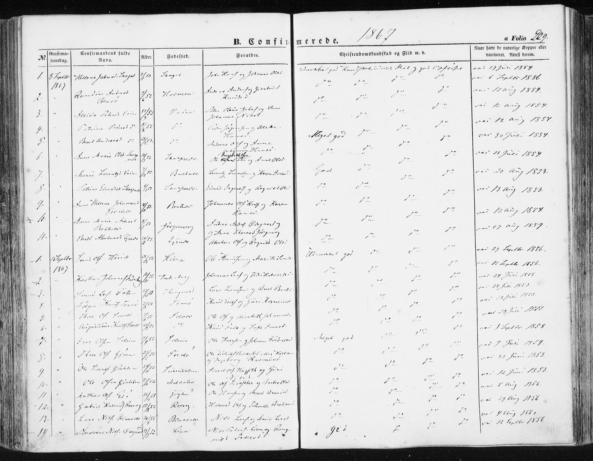 Ministerialprotokoller, klokkerbøker og fødselsregistre - Møre og Romsdal, AV/SAT-A-1454/581/L0937: Parish register (official) no. 581A05, 1853-1872, p. 209