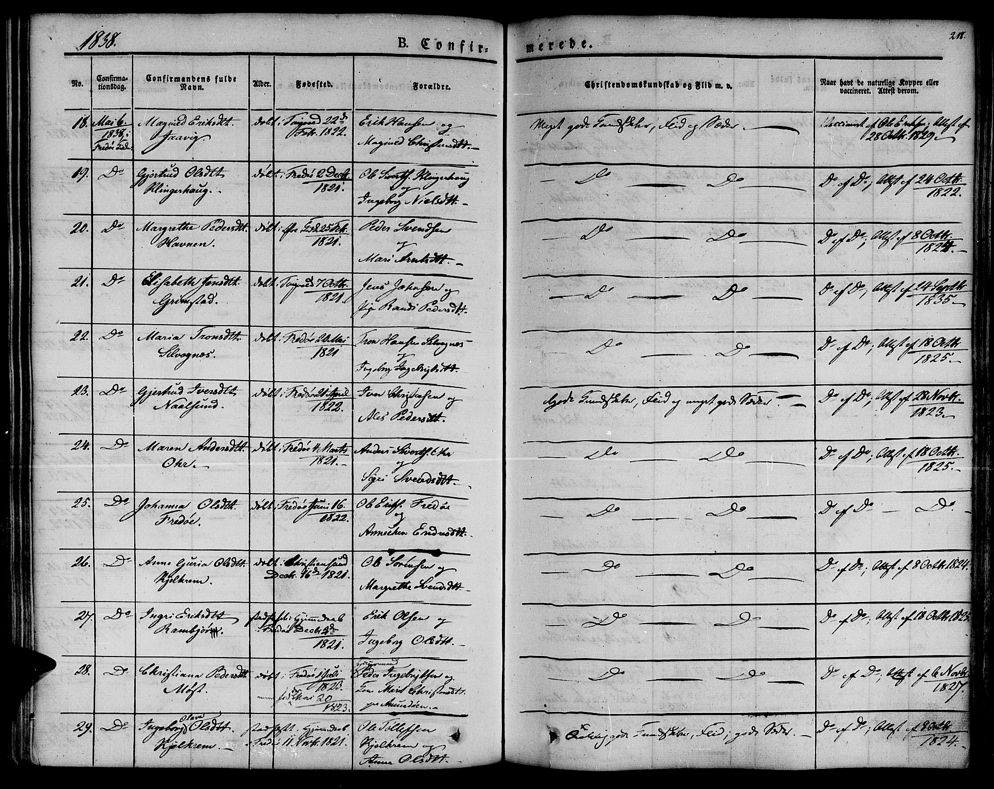 Ministerialprotokoller, klokkerbøker og fødselsregistre - Møre og Romsdal, AV/SAT-A-1454/572/L0843: Parish register (official) no. 572A06, 1832-1842, p. 218