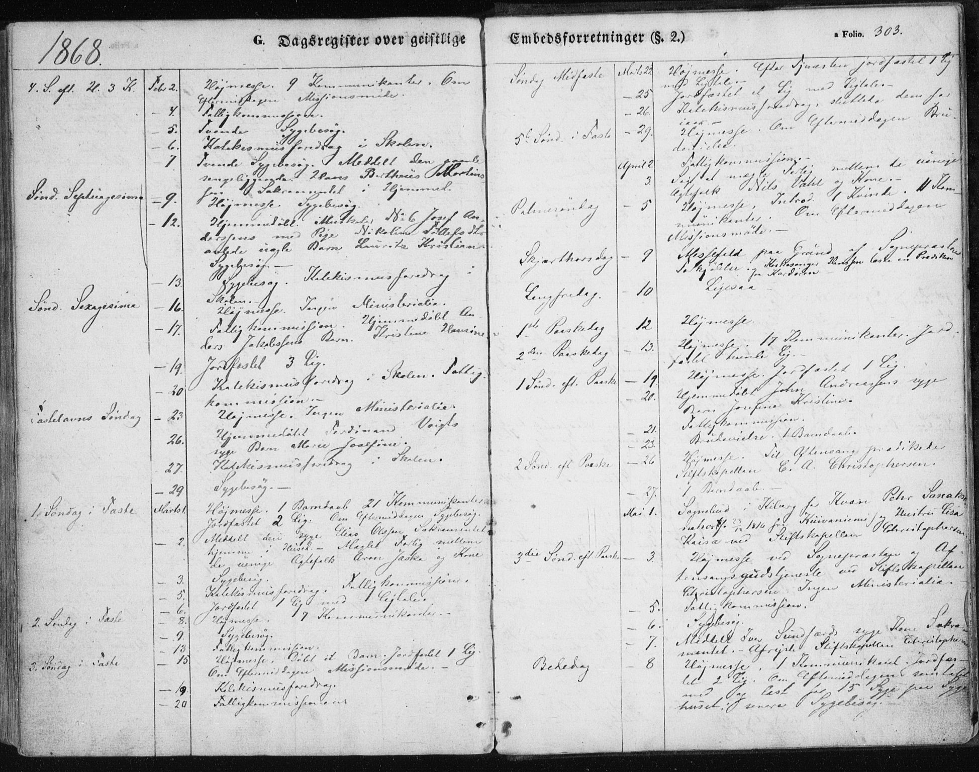 Vardø sokneprestkontor, SATØ/S-1332/H/Ha/L0004kirke: Parish register (official) no. 4, 1862-1871, p. 303