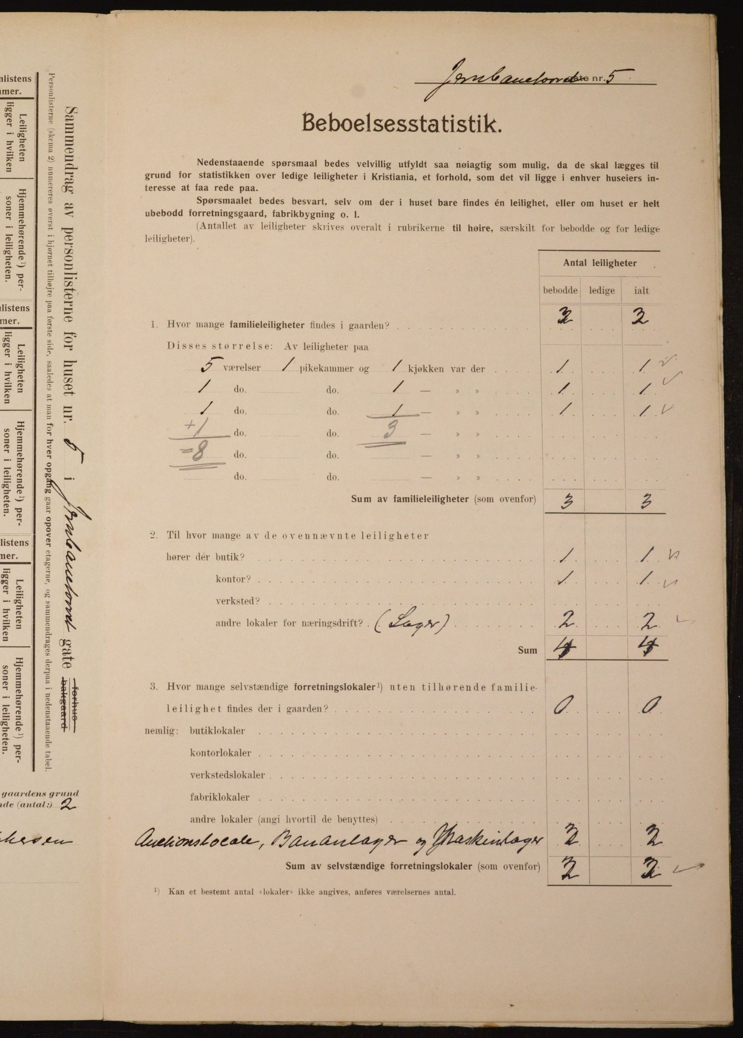 OBA, Municipal Census 1910 for Kristiania, 1910, p. 45622