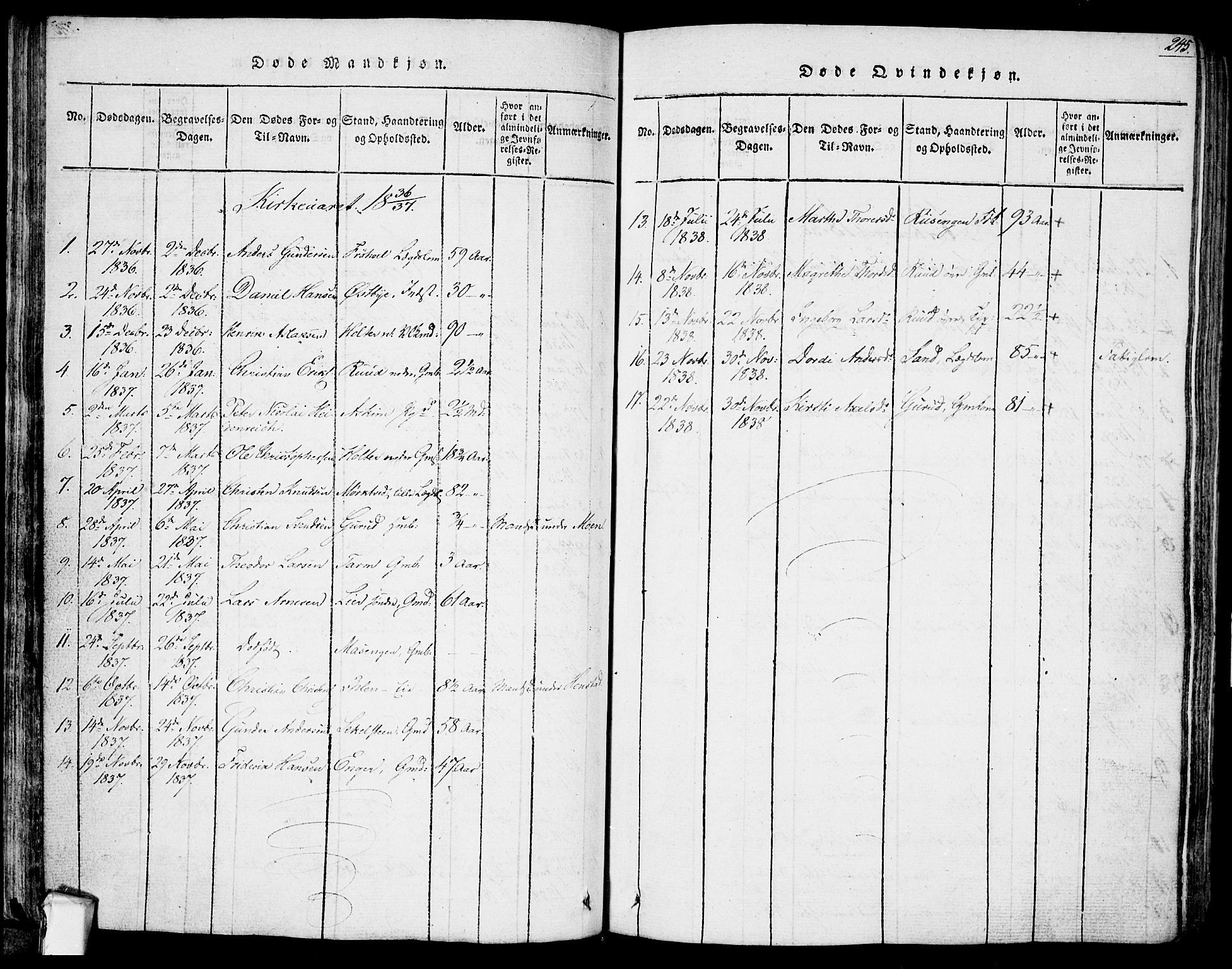 Askim prestekontor Kirkebøker, AV/SAO-A-10900/F/Fa/L0004: Parish register (official) no. 4, 1817-1846, p. 244-245