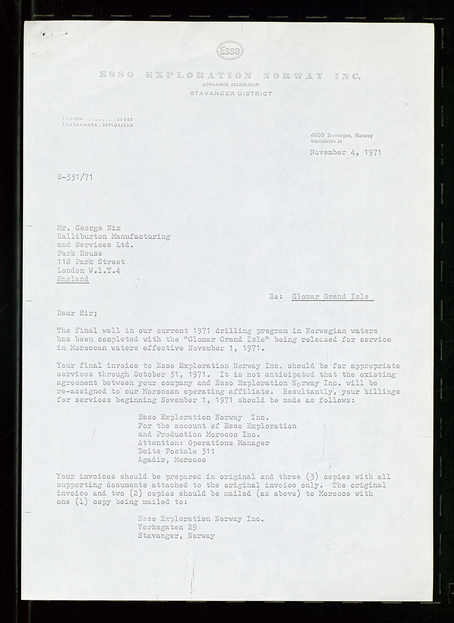 Pa 1512 - Esso Exploration and Production Norway Inc., SAST/A-101917/E/Ea/L0020: Kontrakter og avtaler, 1966-1974, p. 378