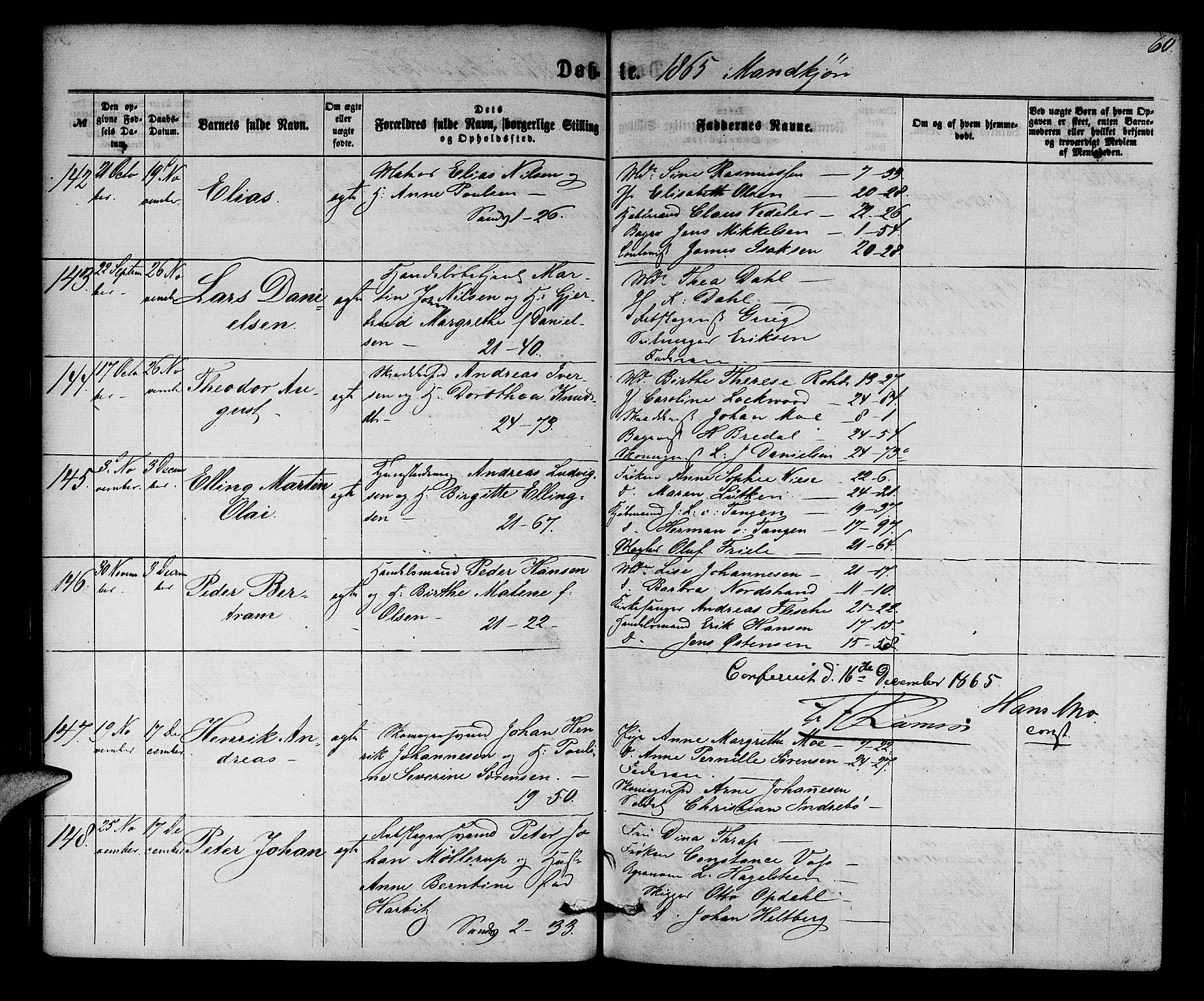 Korskirken sokneprestembete, SAB/A-76101/H/Hab: Parish register (copy) no. B 5, 1863-1868, p. 60