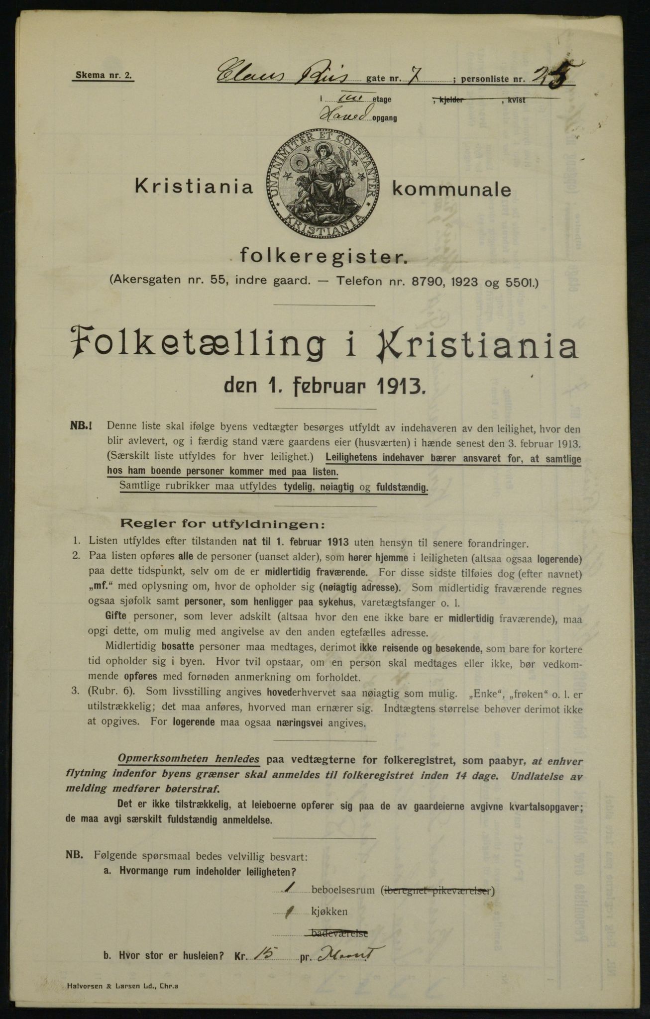 OBA, Municipal Census 1913 for Kristiania, 1913, p. 12801