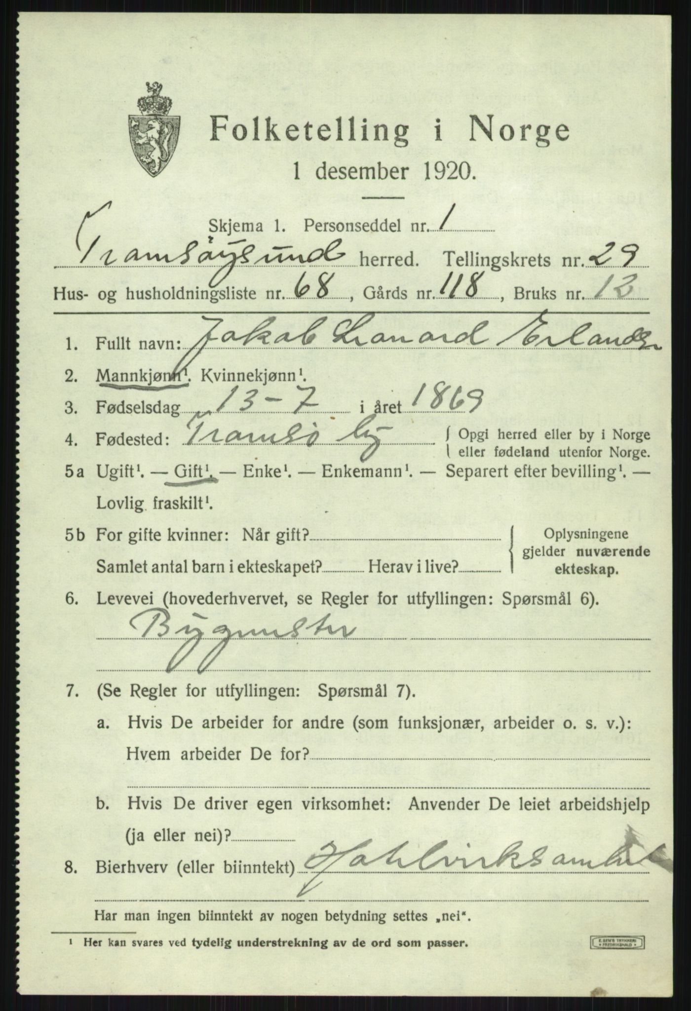 SATØ, 1920 census for Tromsøysund, 1920, p. 14202