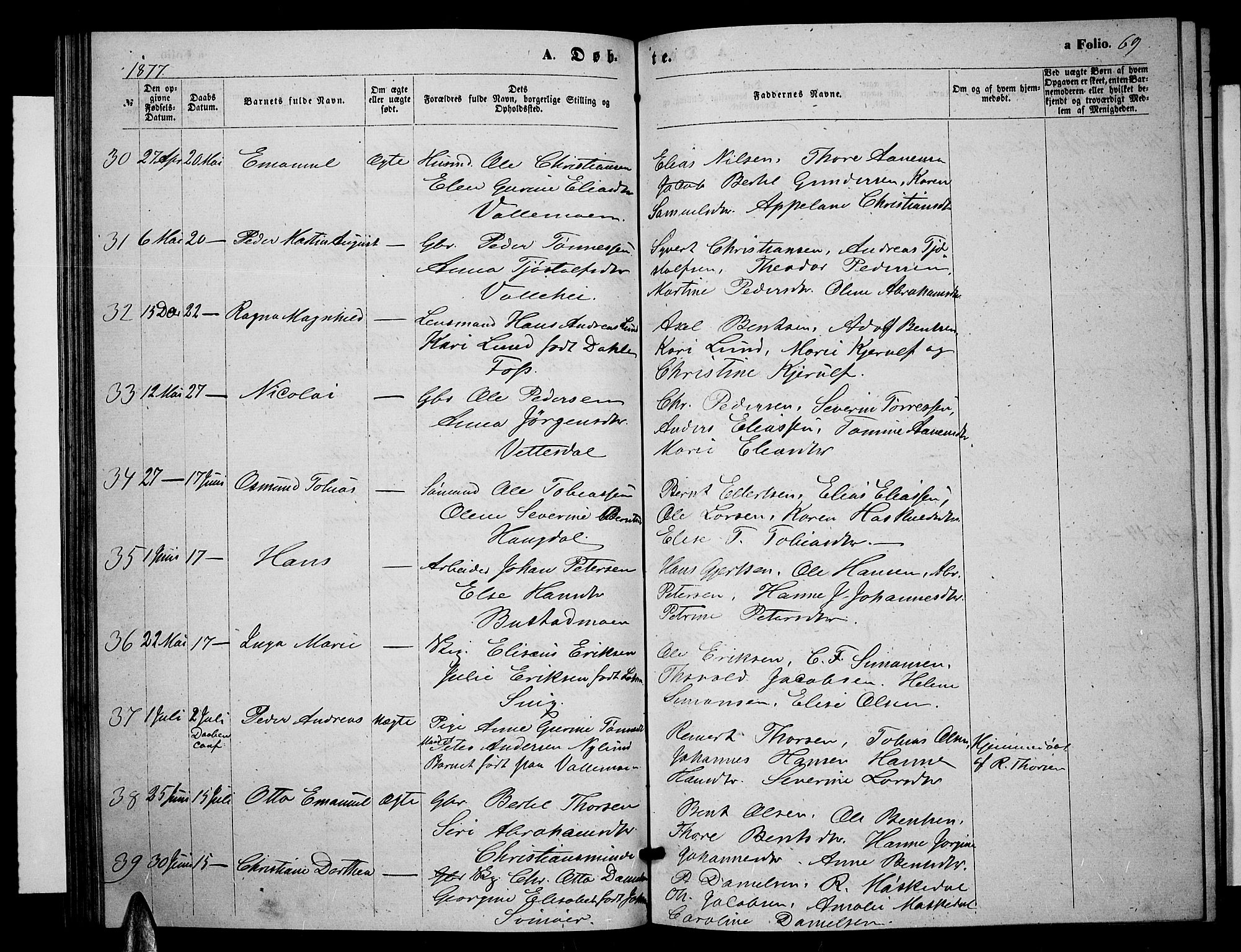 Sør-Audnedal sokneprestkontor, AV/SAK-1111-0039/F/Fb/Fbb/L0004: Parish register (copy) no. B 4, 1868-1879, p. 69