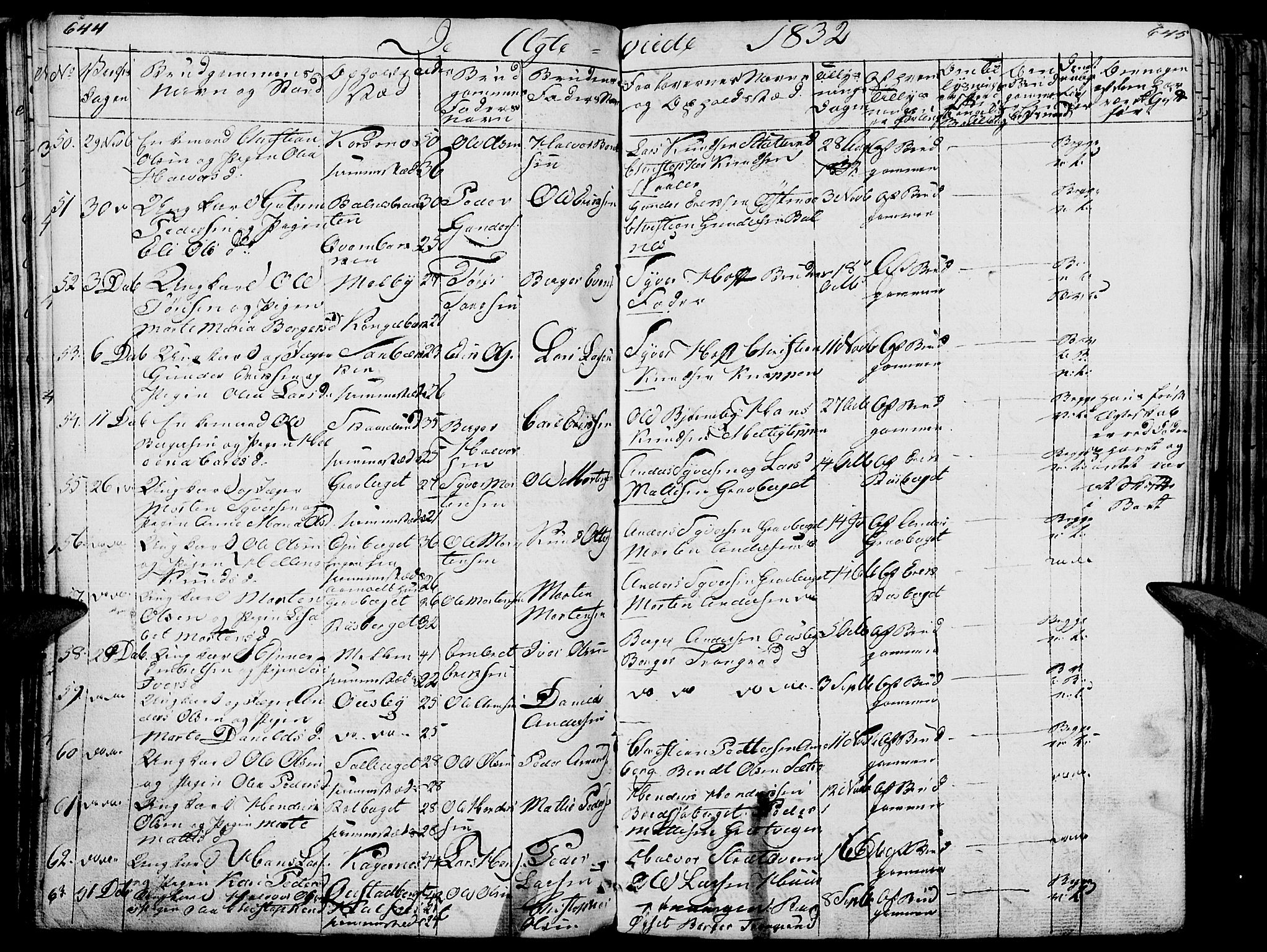 Hof prestekontor, AV/SAH-PREST-038/H/Ha/Haa/L0006: Parish register (official) no. 6, 1822-1841, p. 644-645