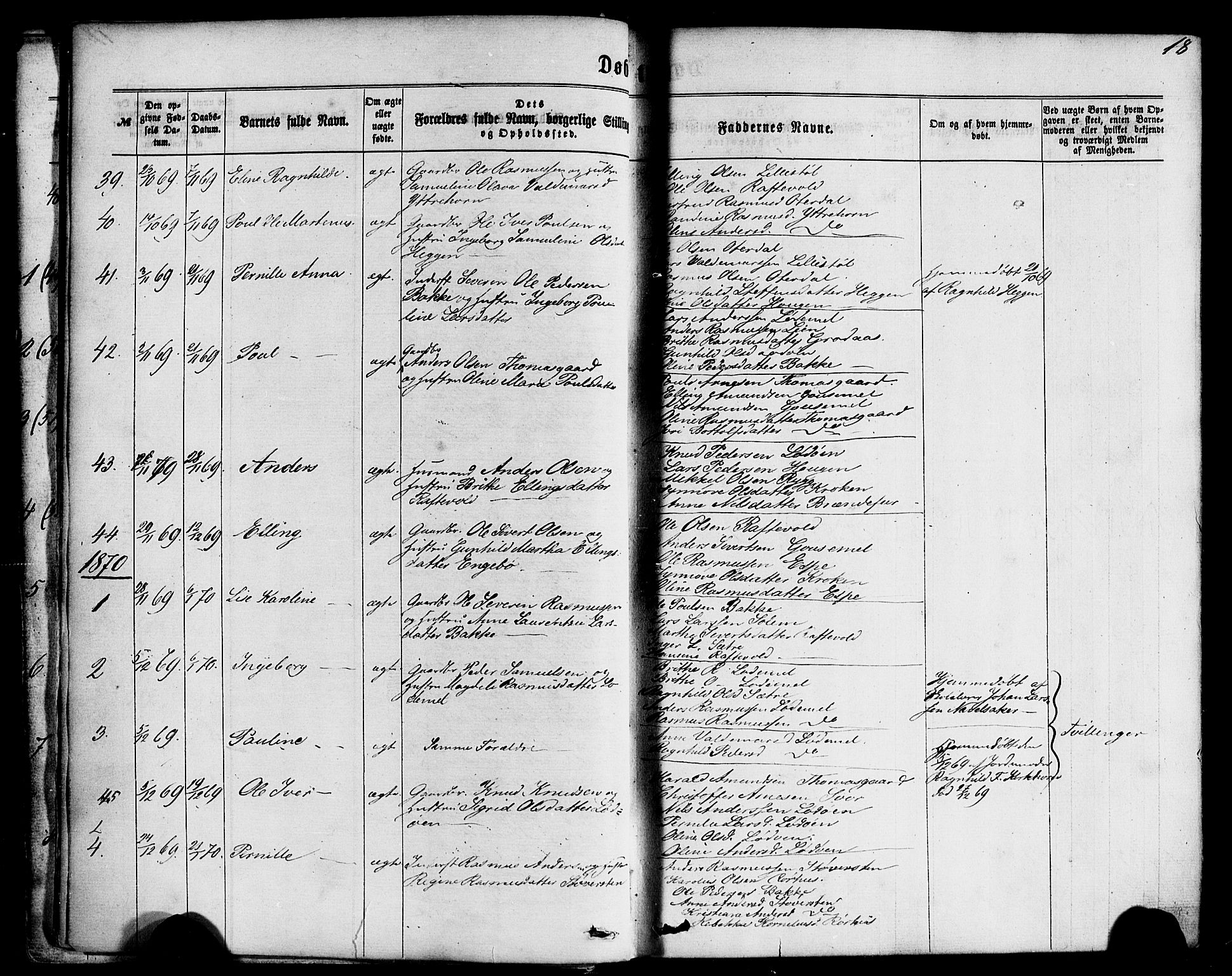Hornindal sokneprestembete, SAB/A-82401/H/Haa/Haaa/L0002: Parish register (official) no. A 2, 1867-1884, p. 18