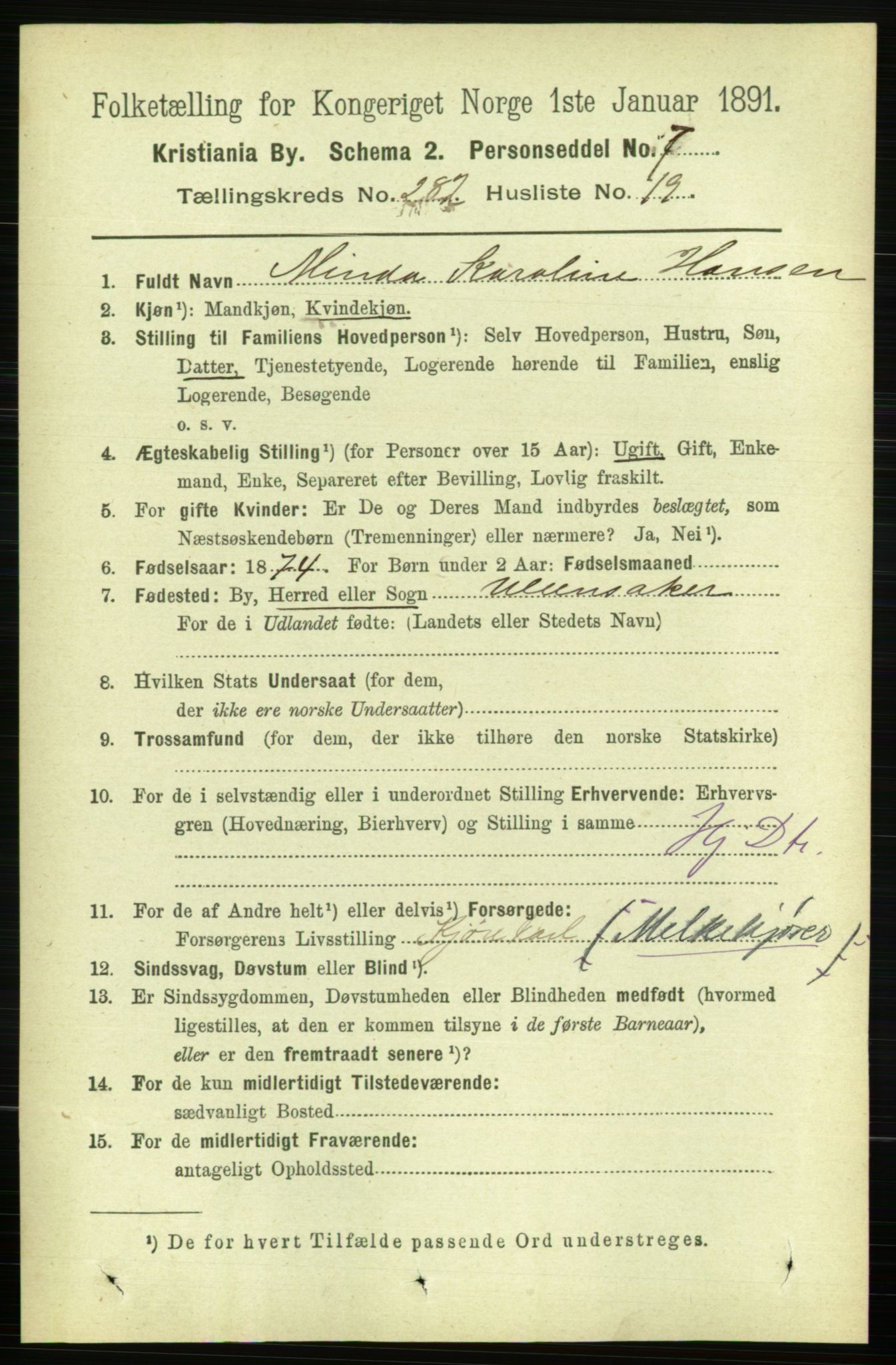 RA, 1891 census for 0301 Kristiania, 1891, p. 172293